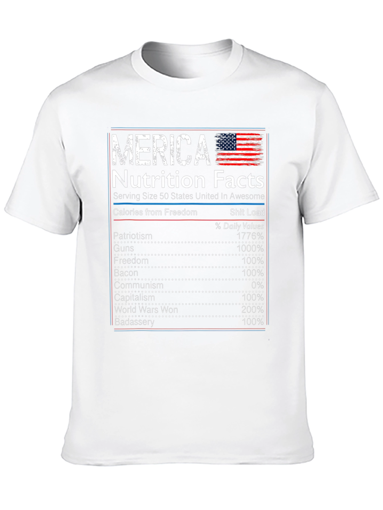Merica Nutrition Facts Patriotic T-Shirt