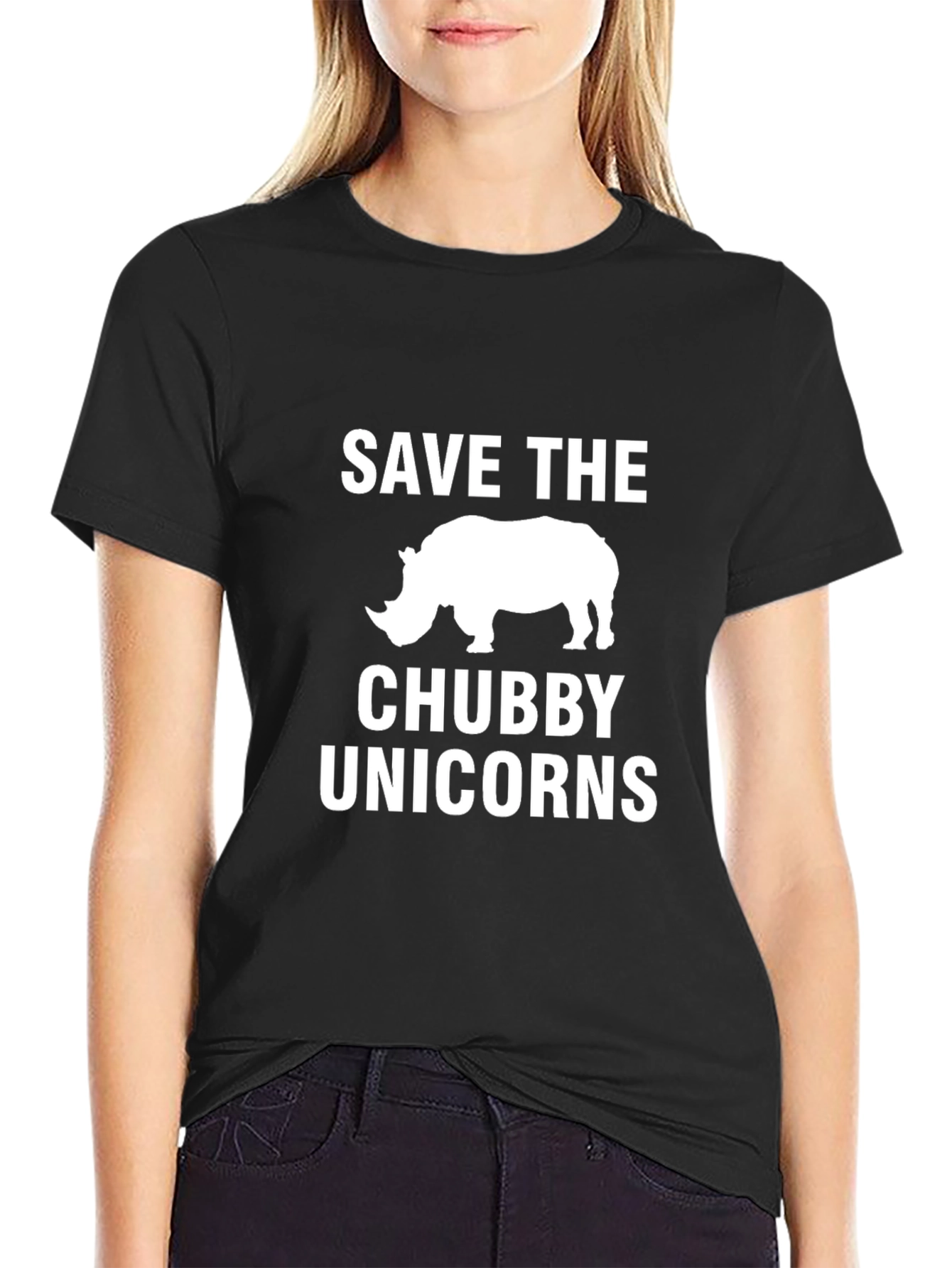 Save the Chubby Unicorns Black T-Shirt