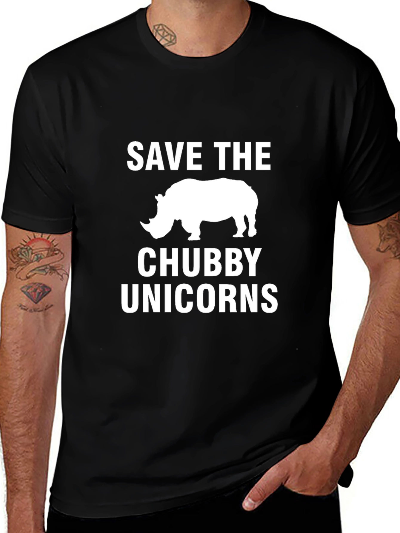 Save the Chubby Unicorns Black T-Shirt