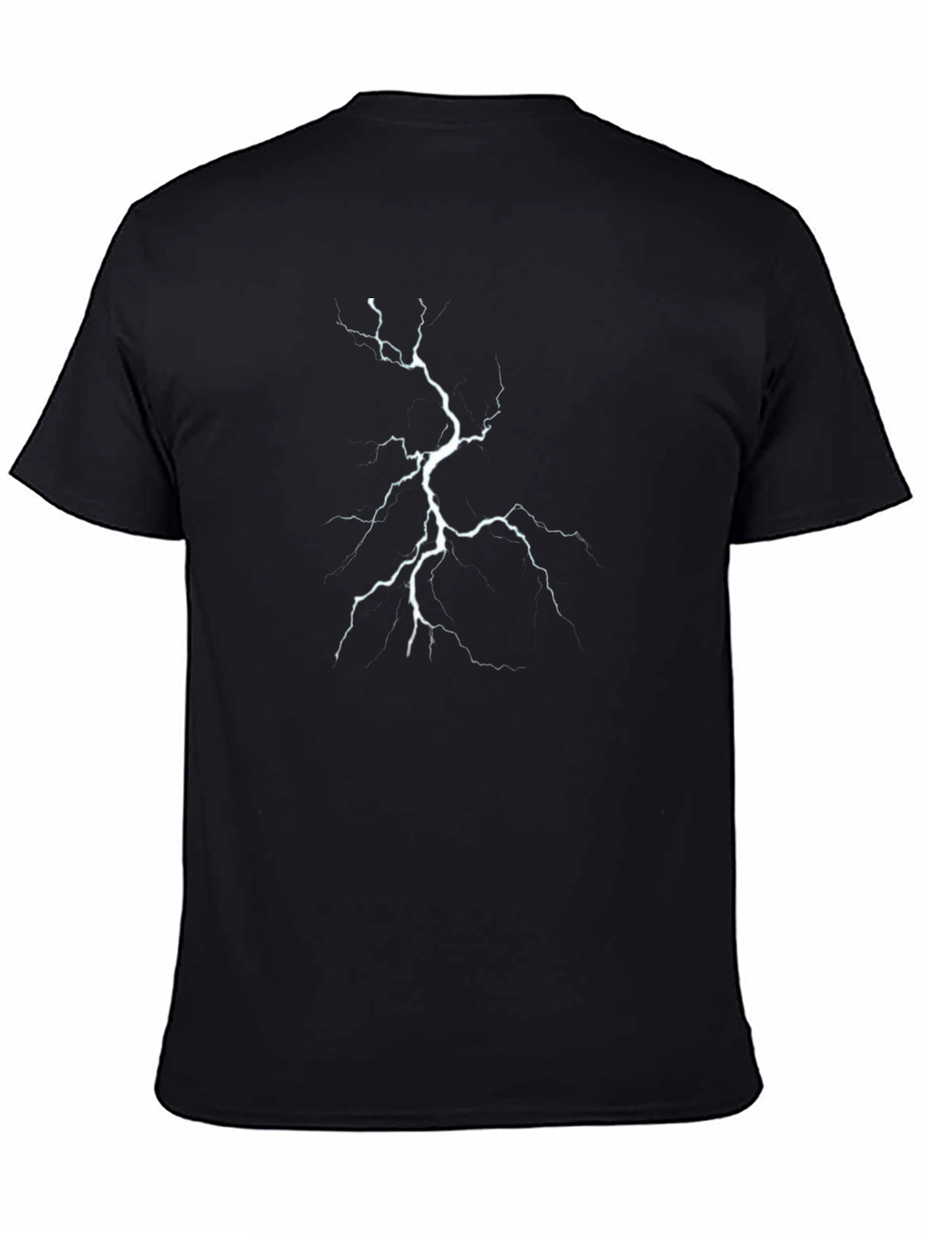 Lightning Bolt Graphic Tee - Black Cotton T-Shirt