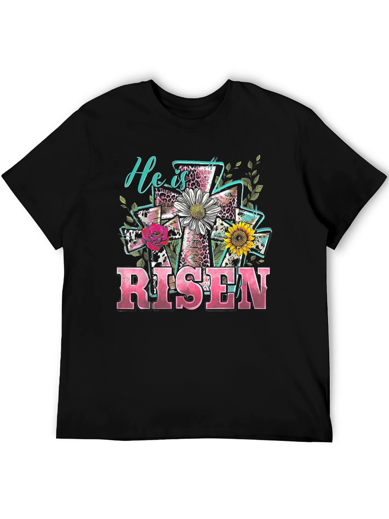 He is Risen Easter Cross Graphic T-Shirt