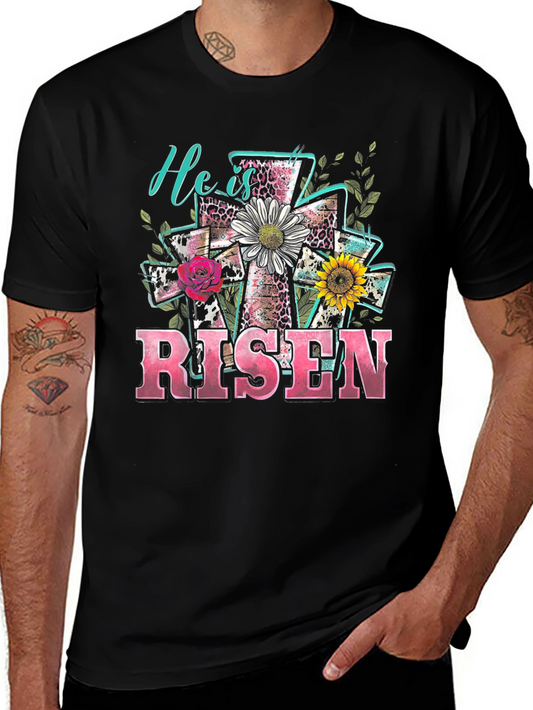 He is Risen Easter Cross Graphic T-Shirt