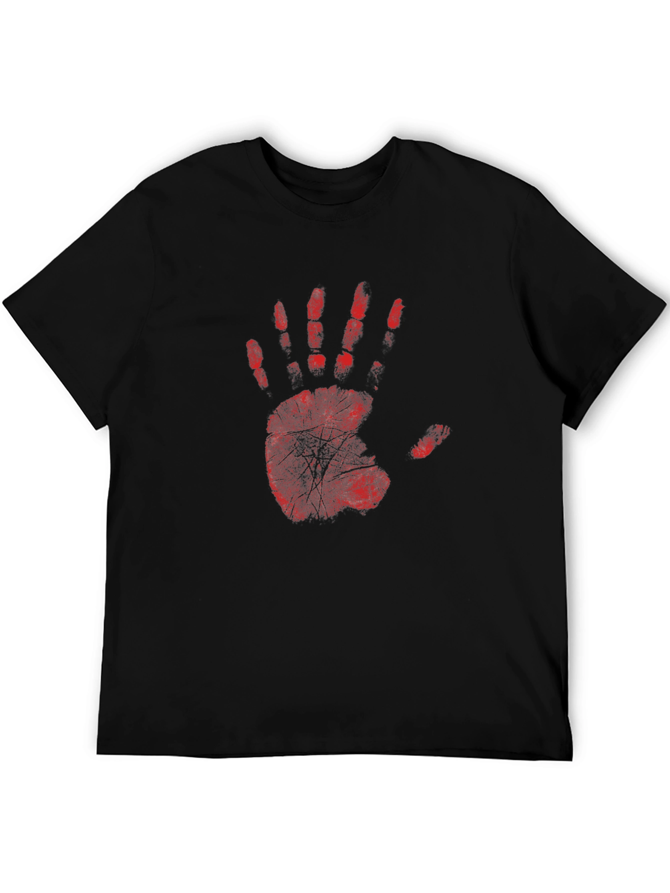Red Handprint Graphic Black T-Shirt
