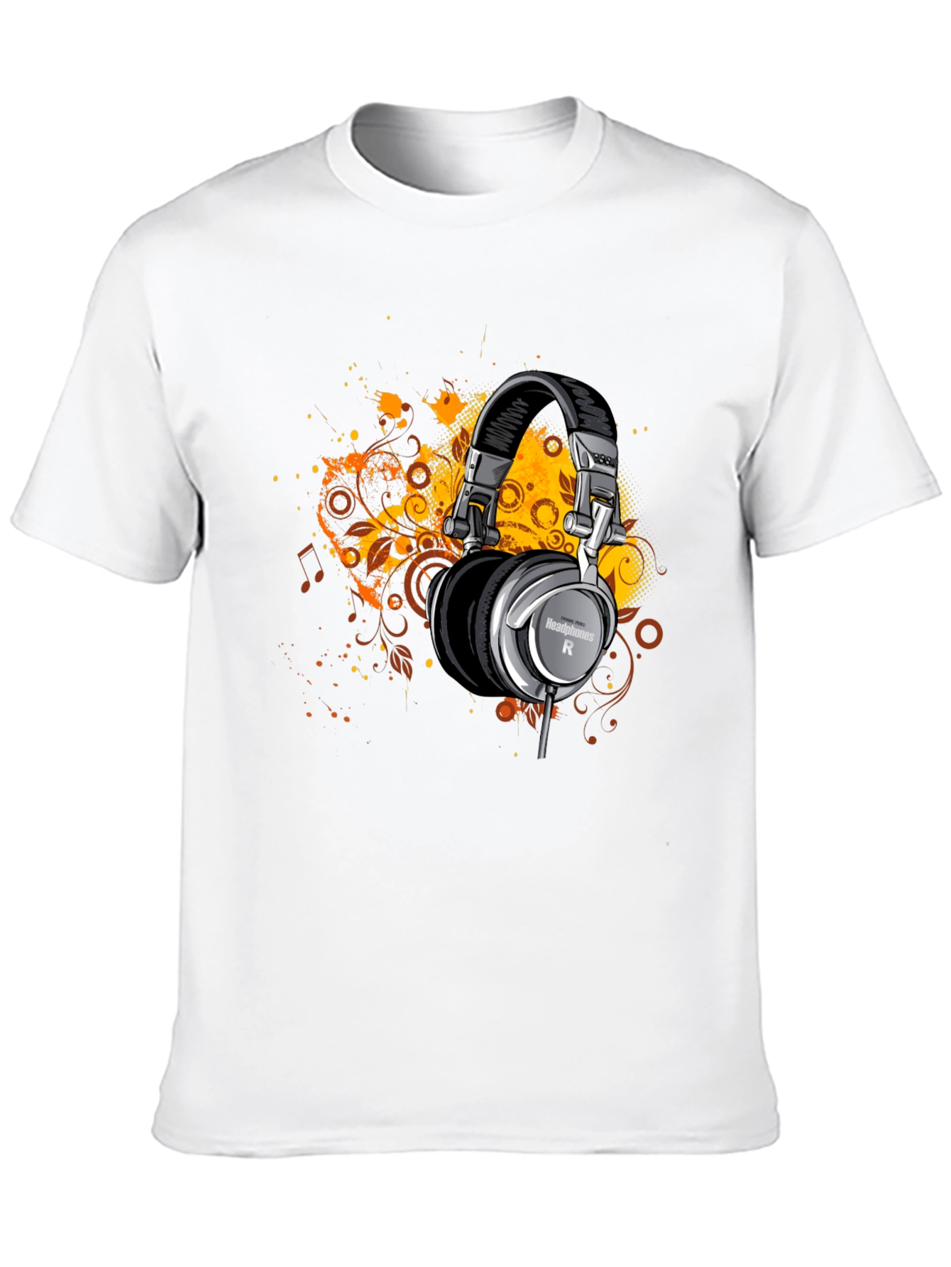 Headphones Graphic Print Black T-Shirt