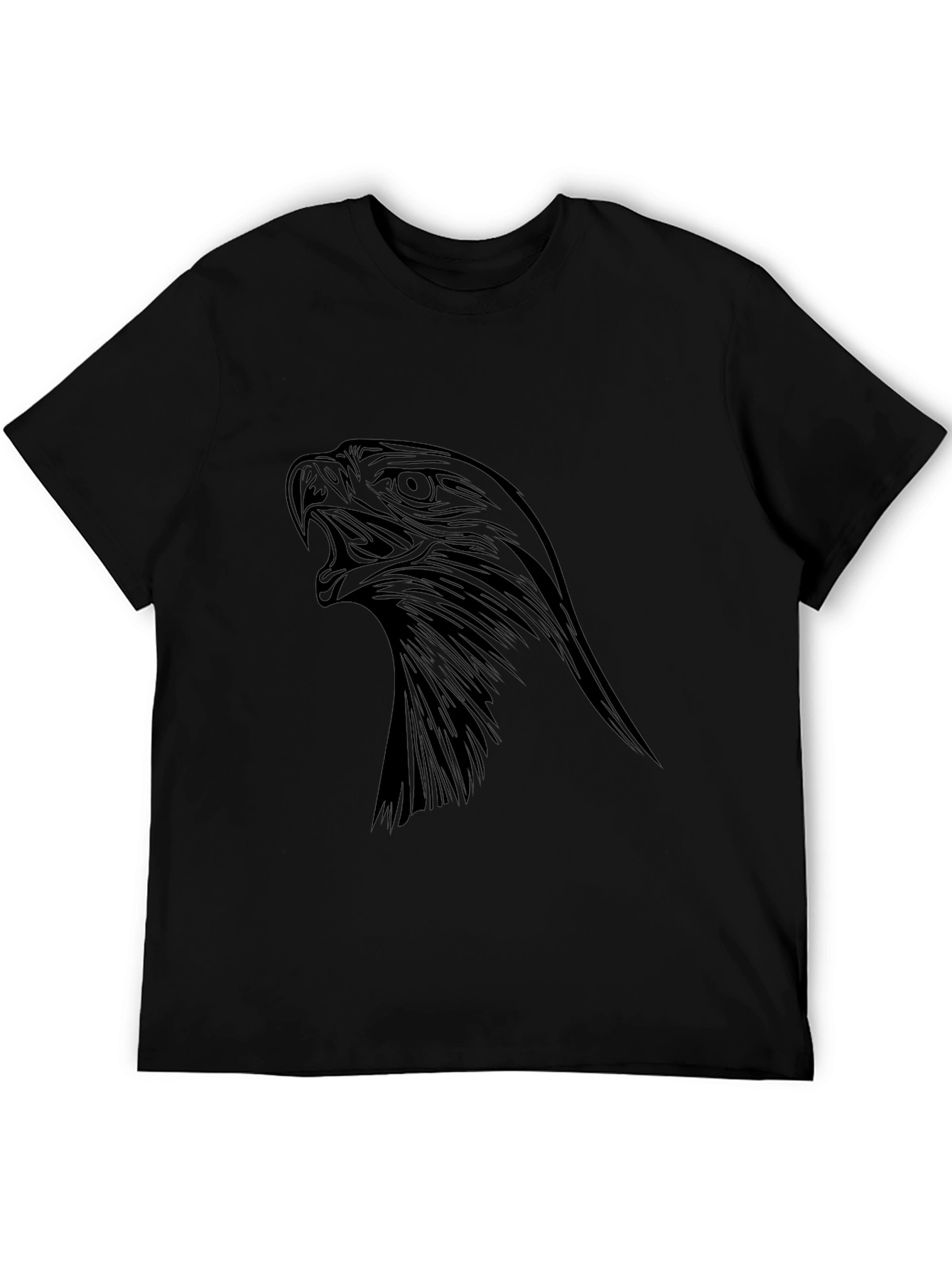Mens Black Eagle Graphic Tee - Bold Statement Shirt