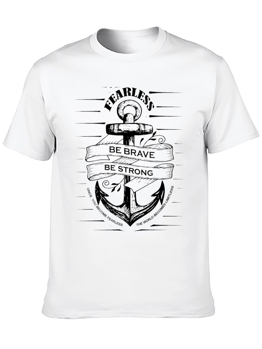 Fearless Anchor Graphic T-Shirt - Be Brave Be Strong