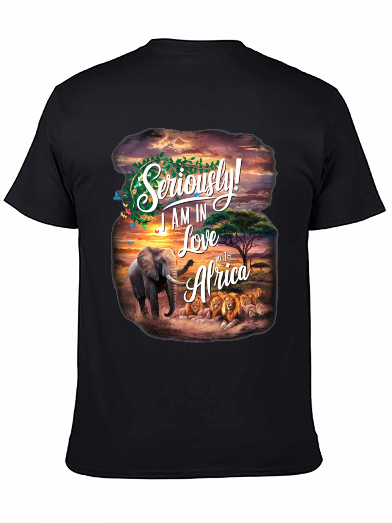 Africa Love Graphic Tee - Wildlife Elephant Lion Design