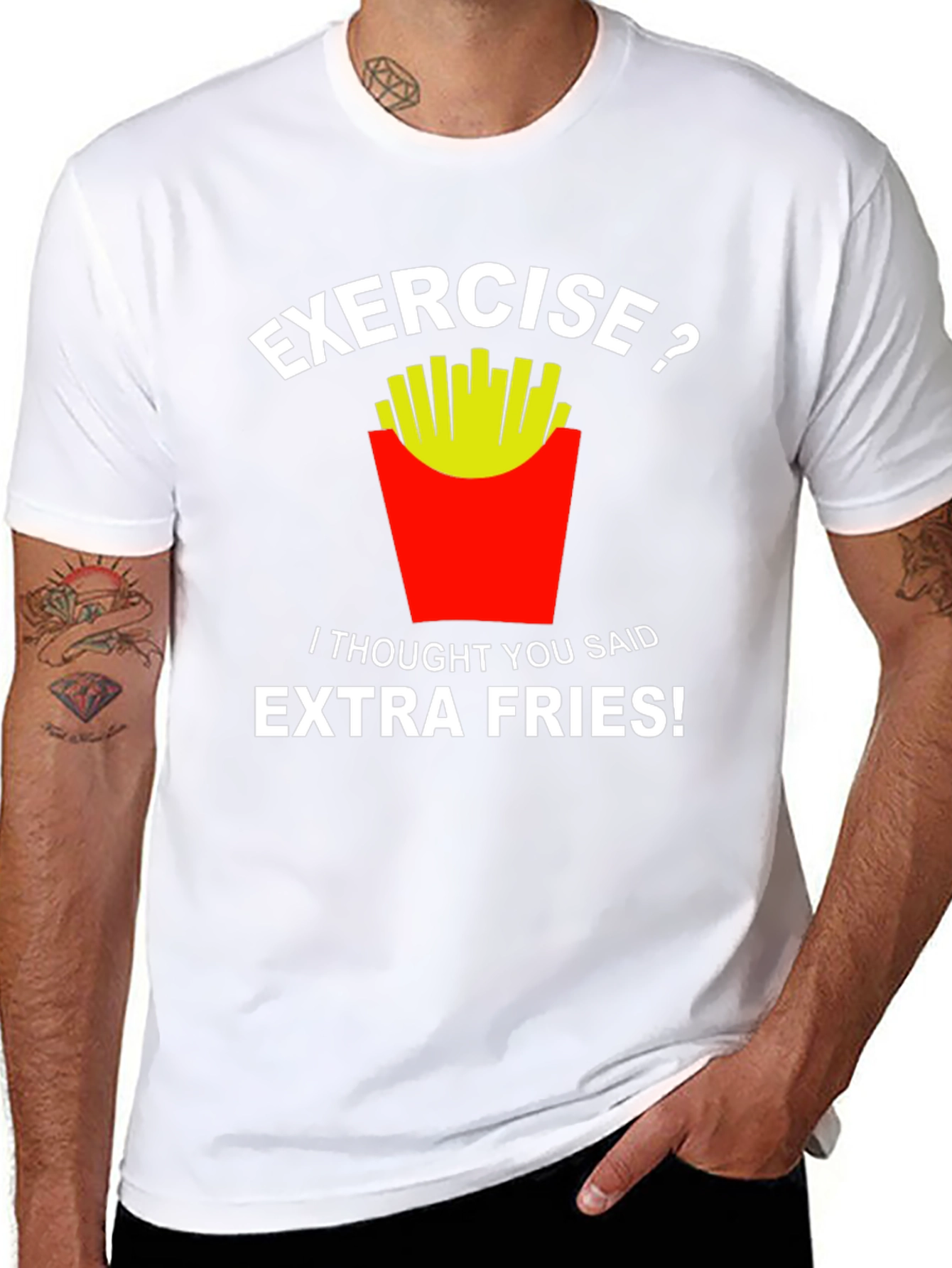 Exercise? Extra Fries T-Shirt - Funny Foodie Tee