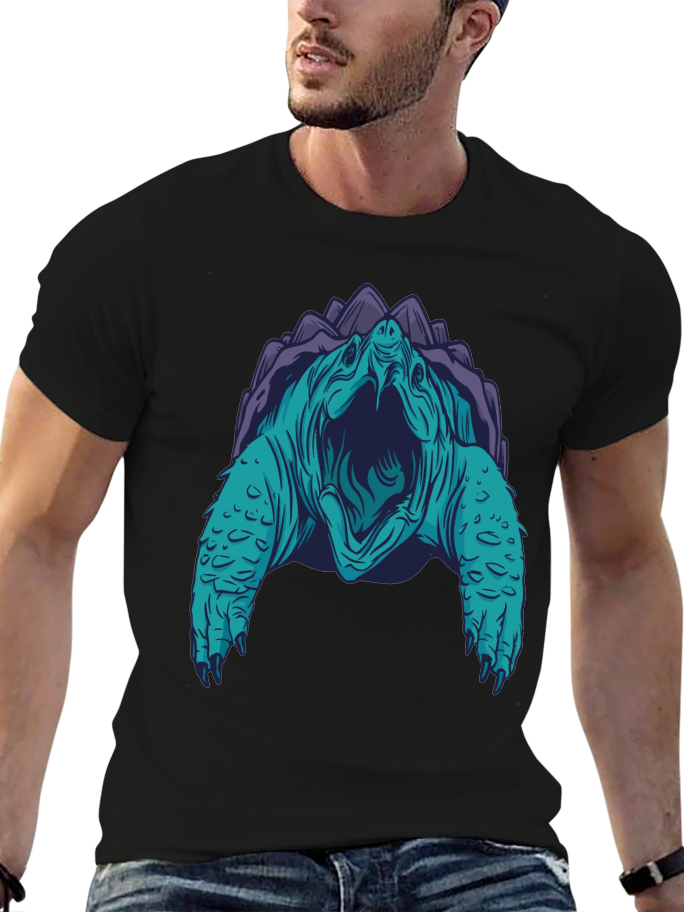 Turtle Graphic Tee - Black Cotton Blend