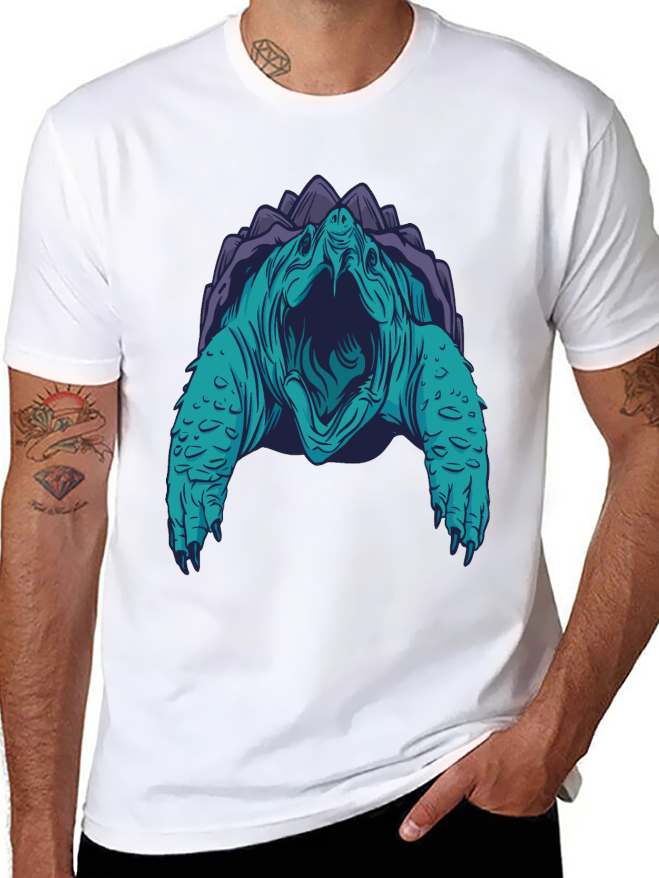 Turtle Graphic Tee - Black Cotton Blend