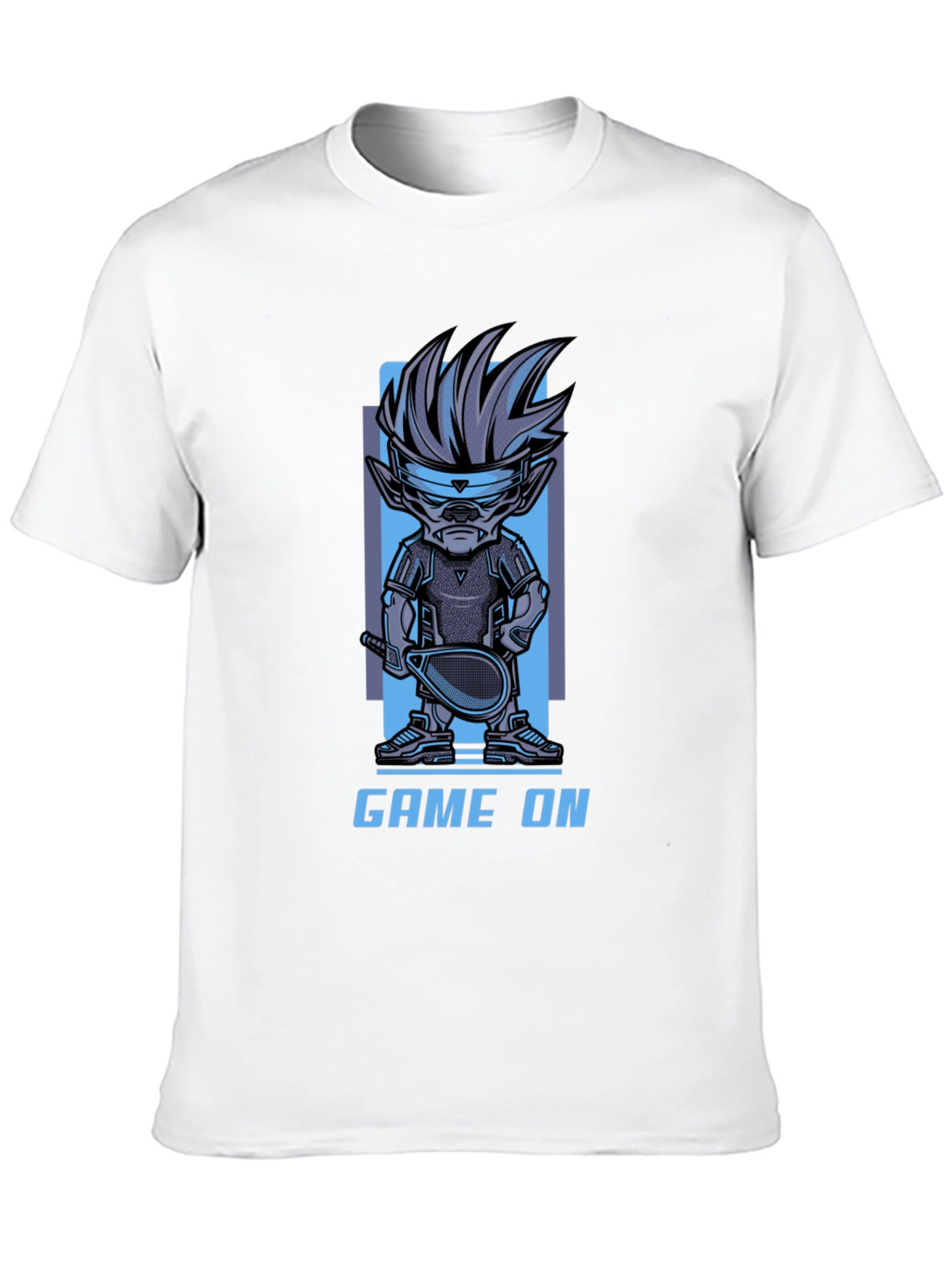 Game On Cartoon Character Graphic Black T-Shirt