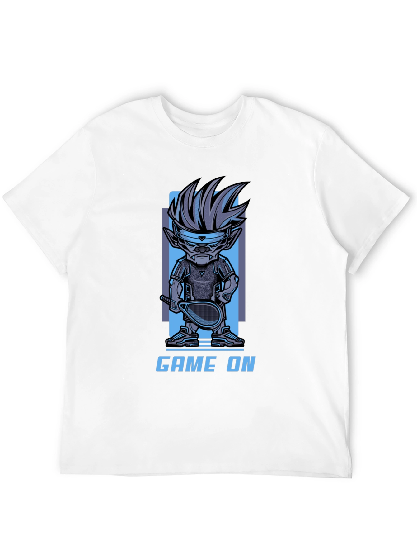 Game On Cartoon Character Graphic Black T-Shirt
