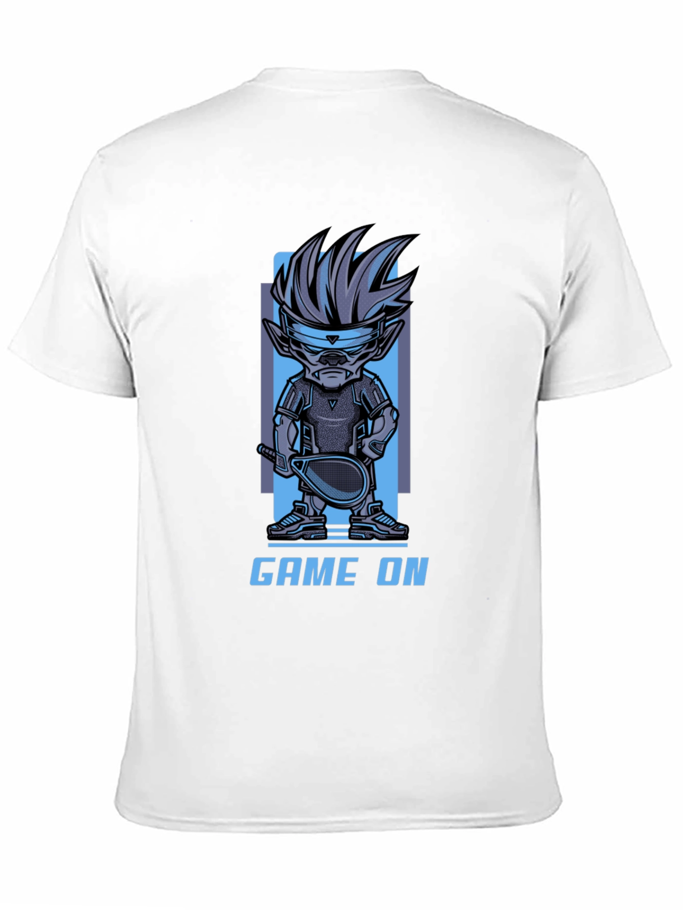 Game On Cartoon Character Graphic Black T-Shirt