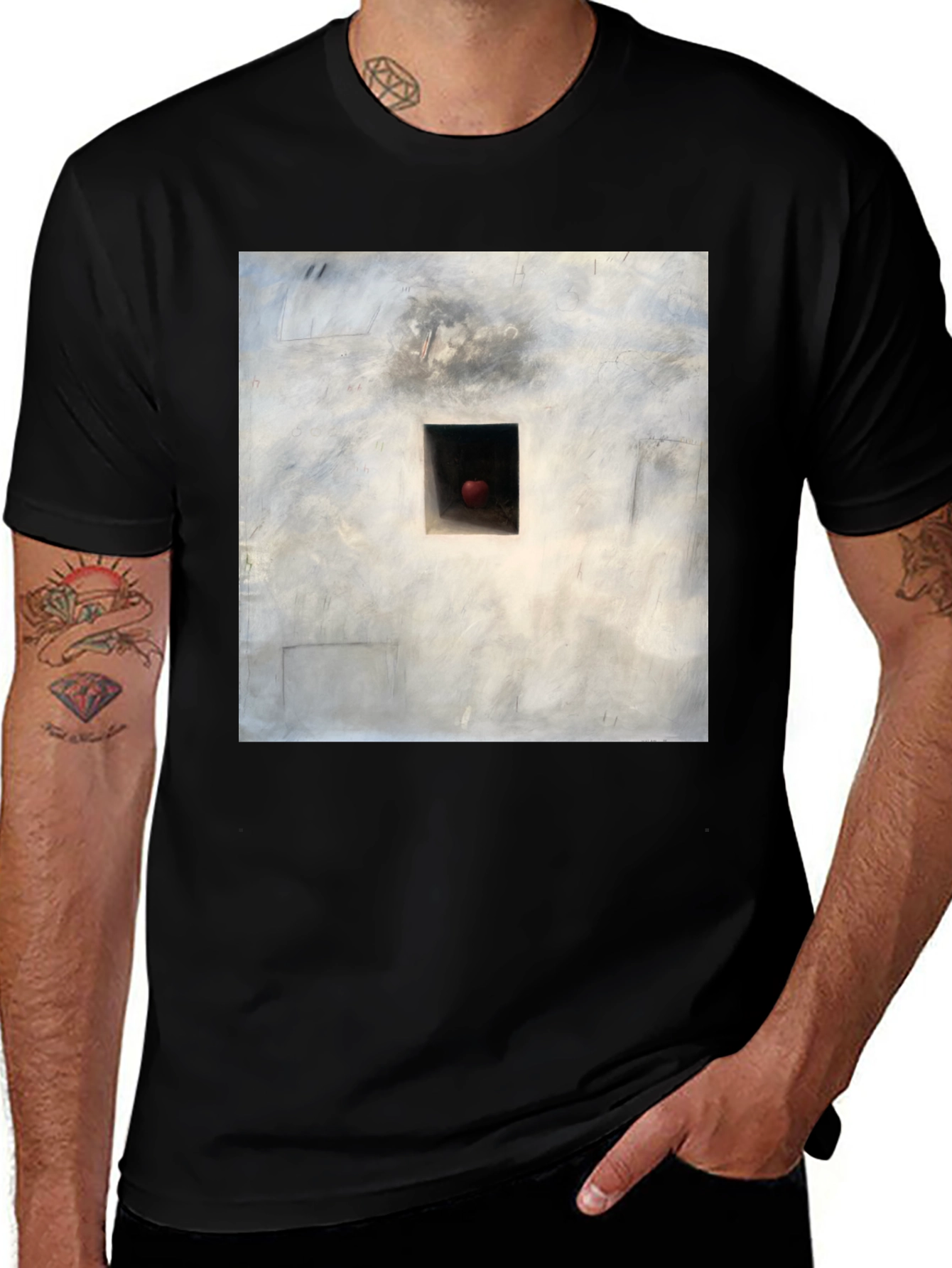 Artistic Square Wall Graphic Black T-Shirt