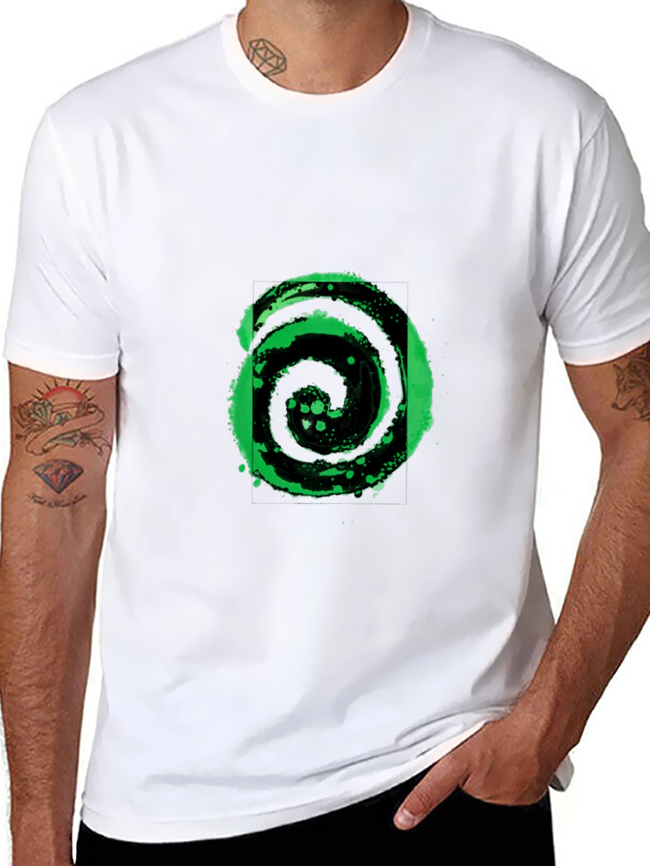 Abstract Black and Green Graphic Tee
