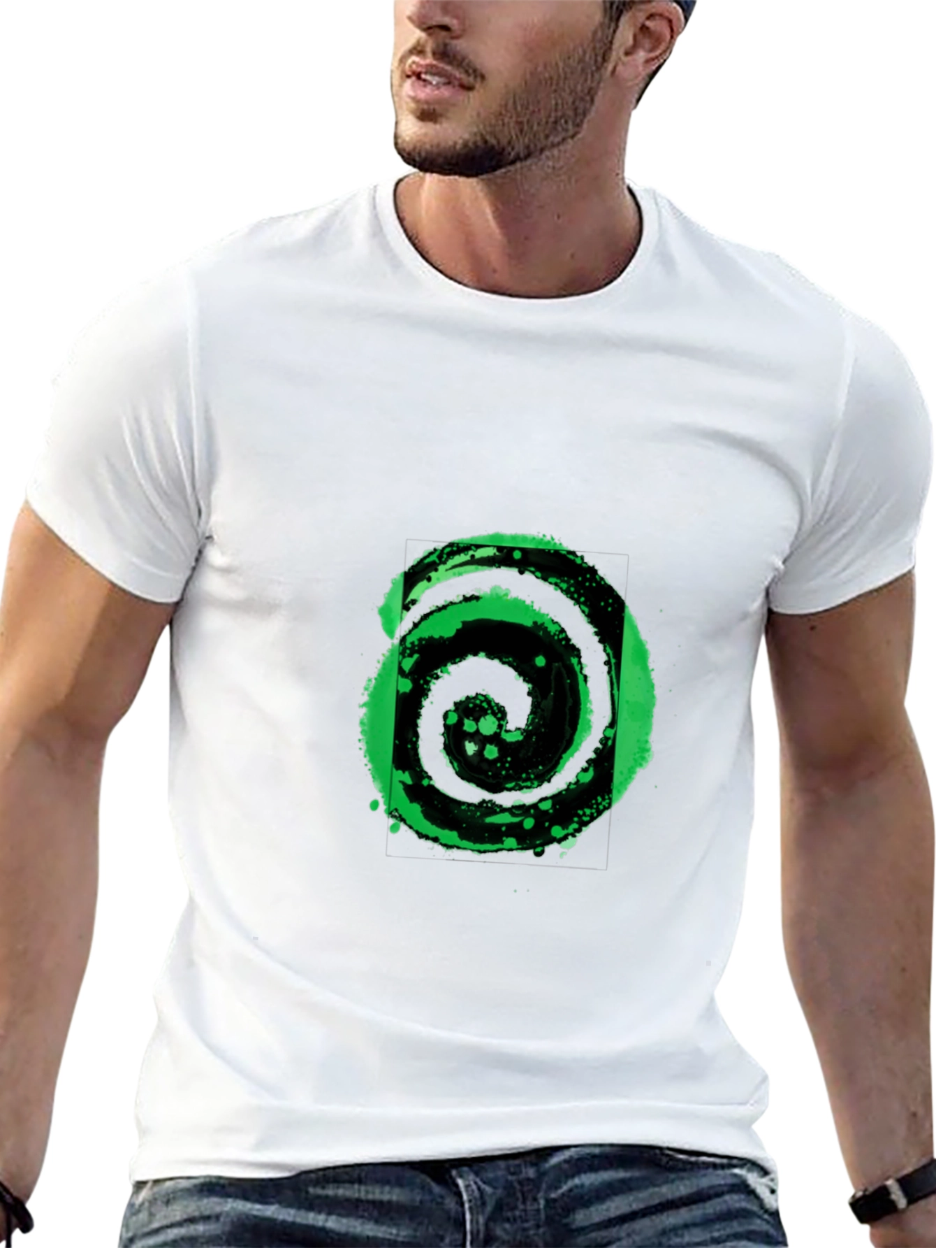 Abstract Black and Green Graphic Tee