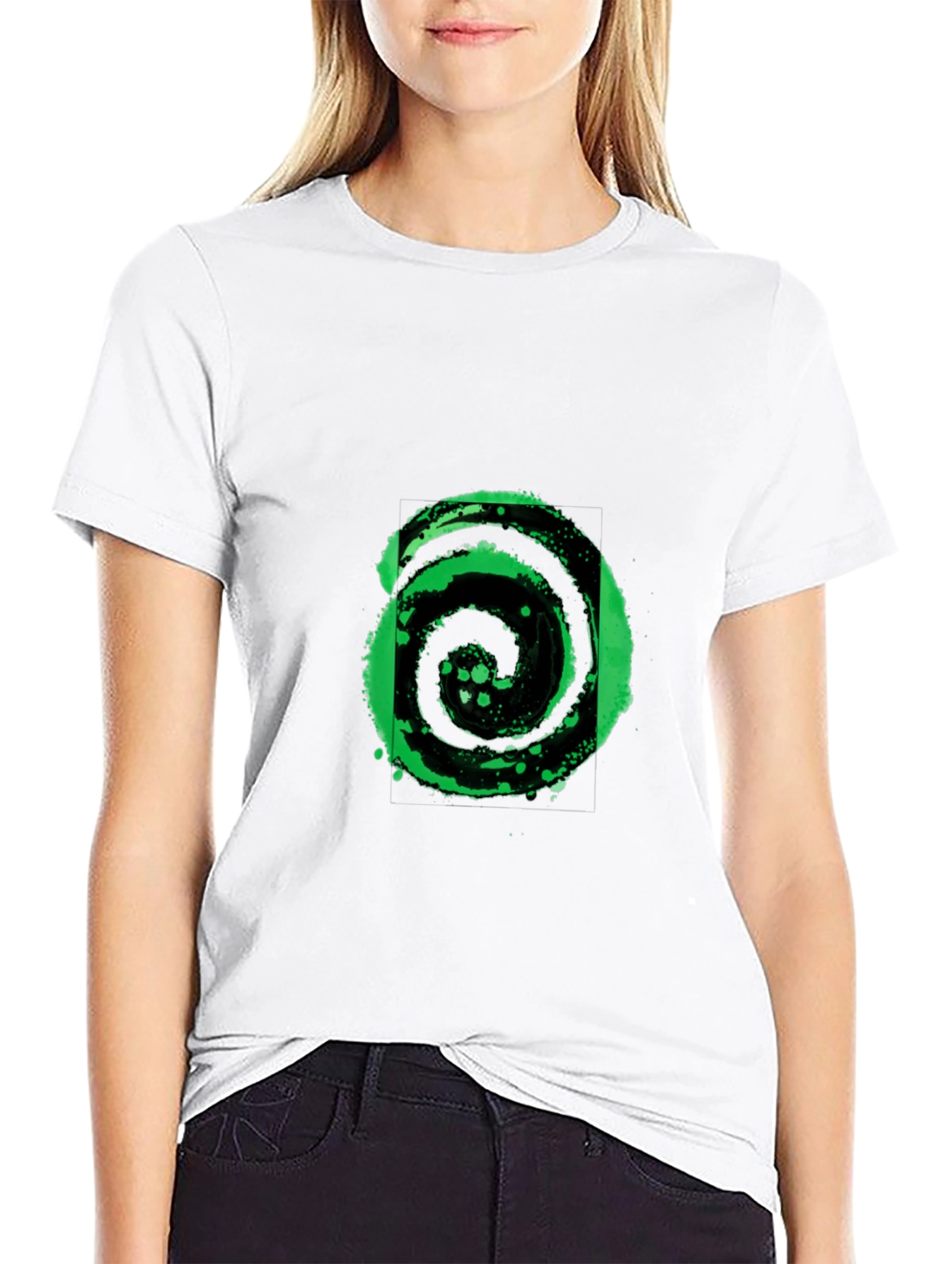 Abstract Black and Green Graphic Tee