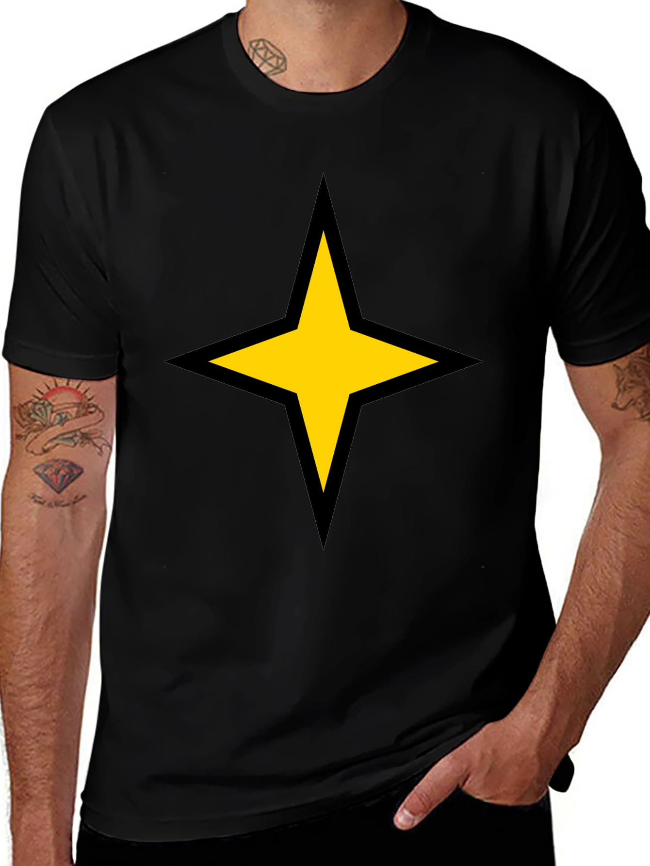 Bold Star Graphic Tee - Black Cotton Blend