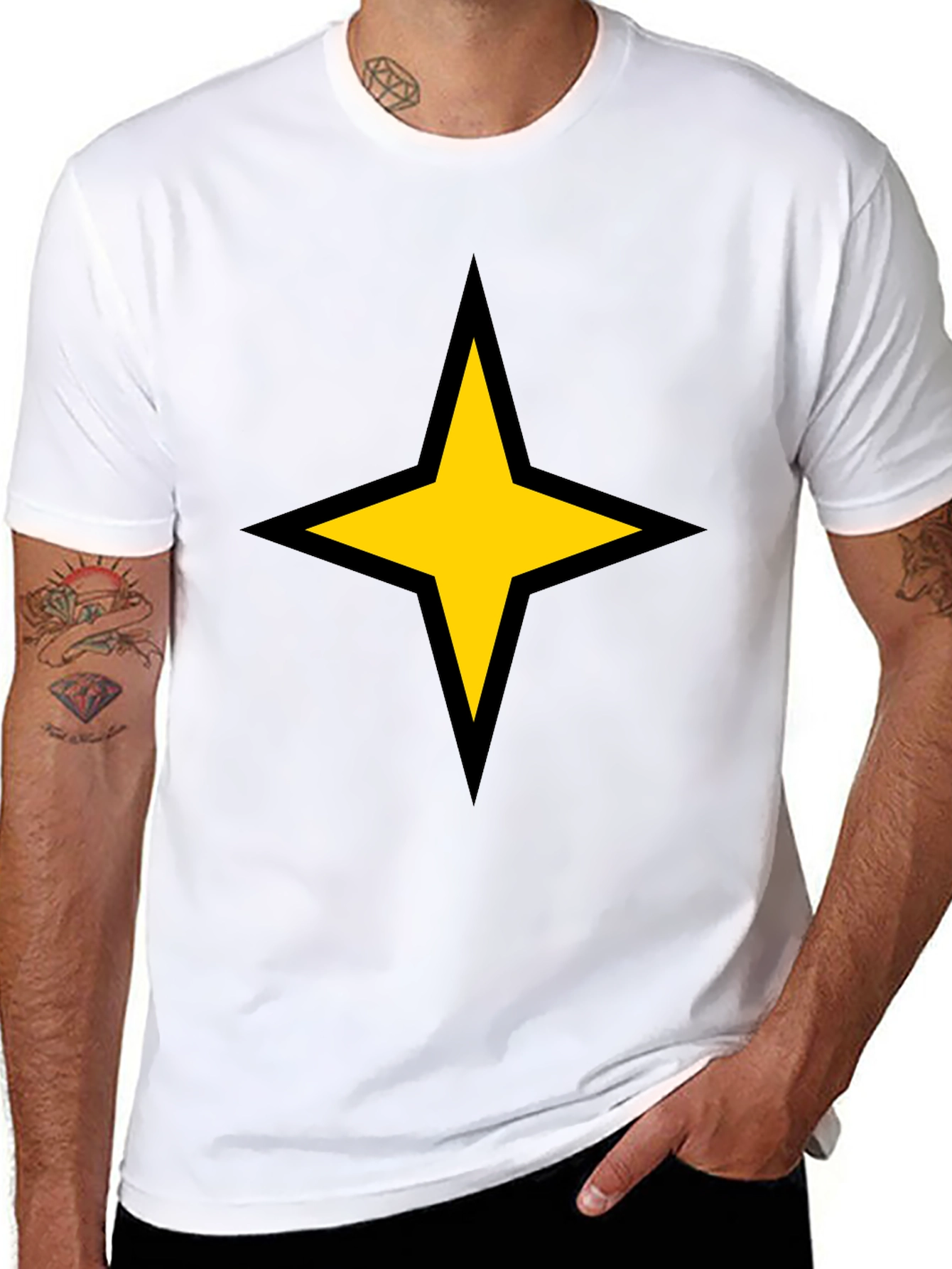 Bold Star Graphic Tee - Black Cotton Blend