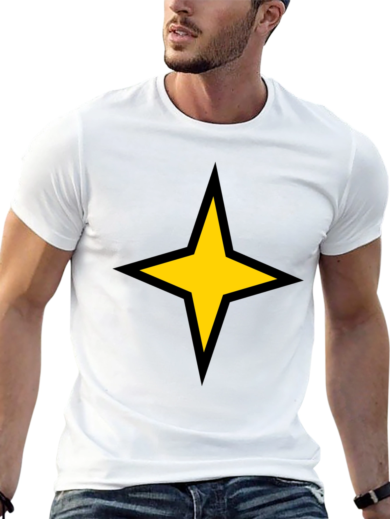 Bold Star Graphic Tee - Black Cotton Blend