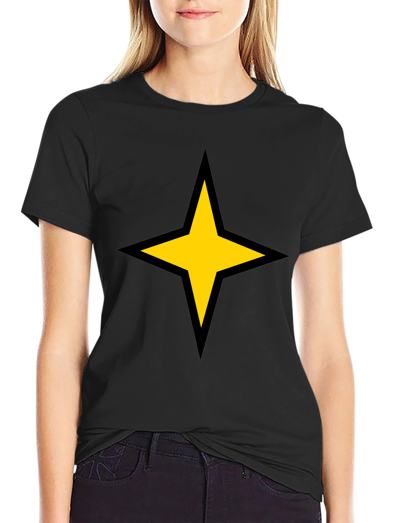 Bold Star Graphic Tee - Black Cotton Blend