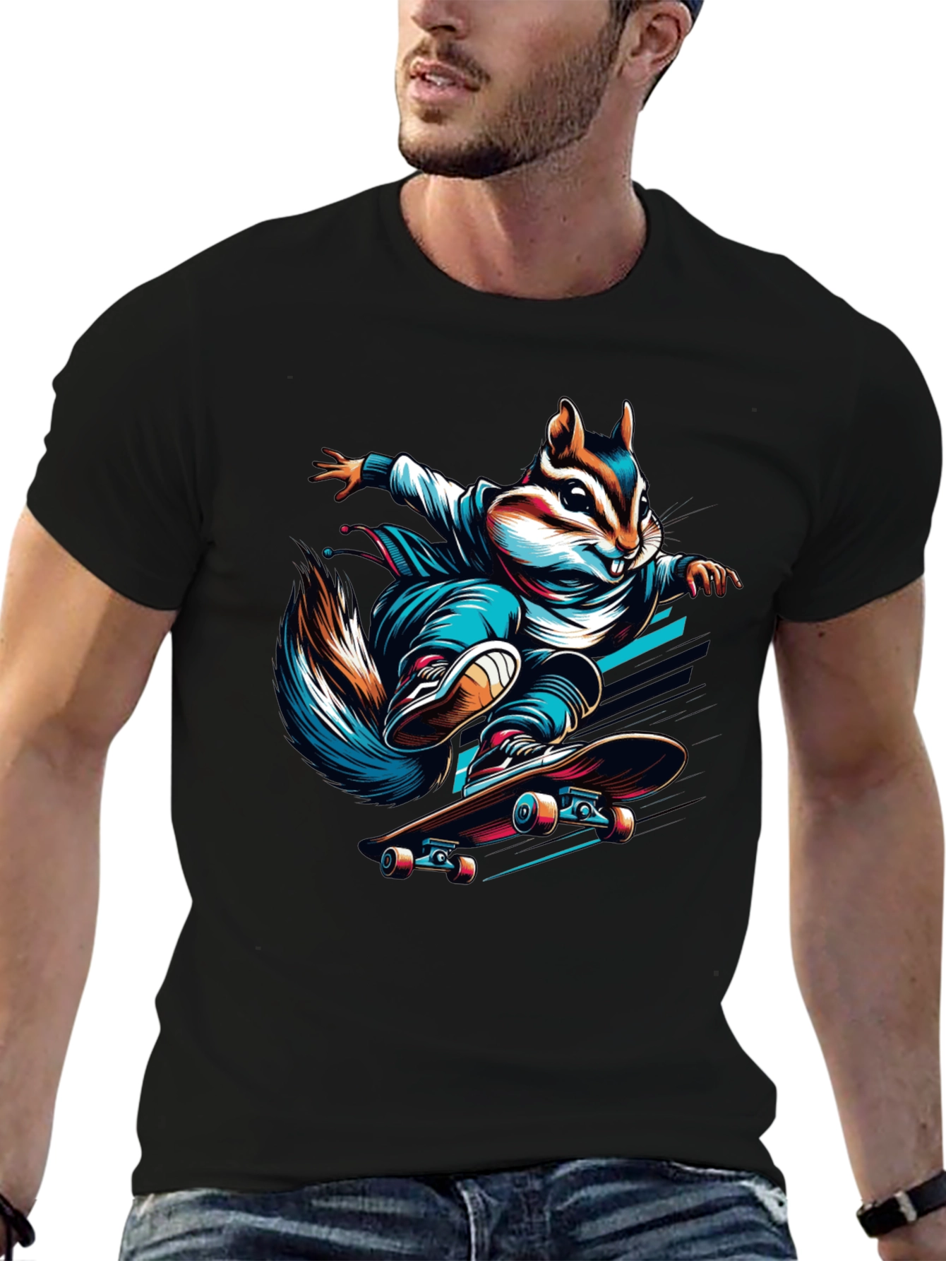 Skateboarding Squirrel Graphic Tee
