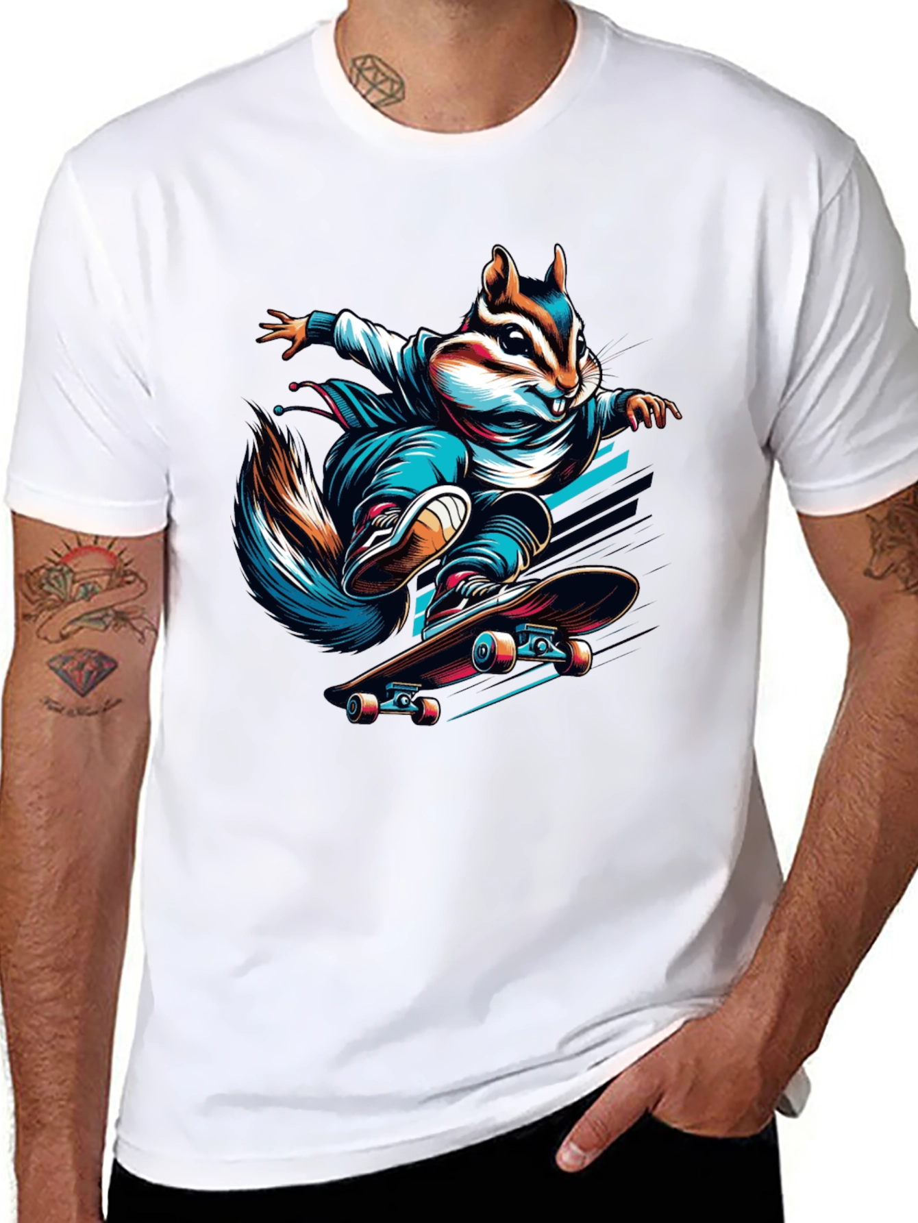Skateboarding Squirrel Graphic Tee