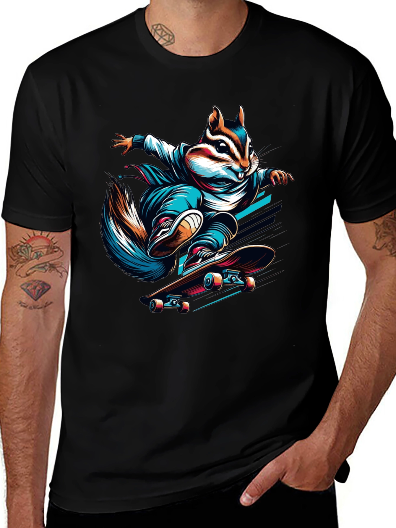 Skateboarding Squirrel Graphic Tee