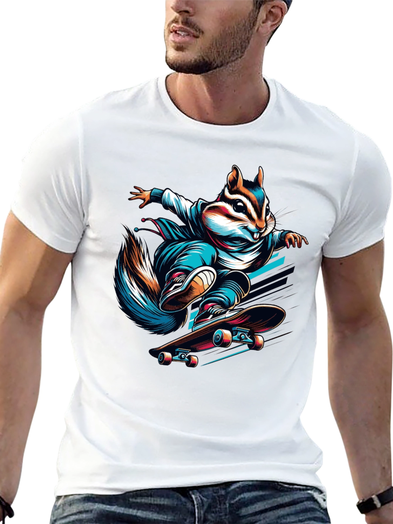 Skateboarding Squirrel Graphic Tee