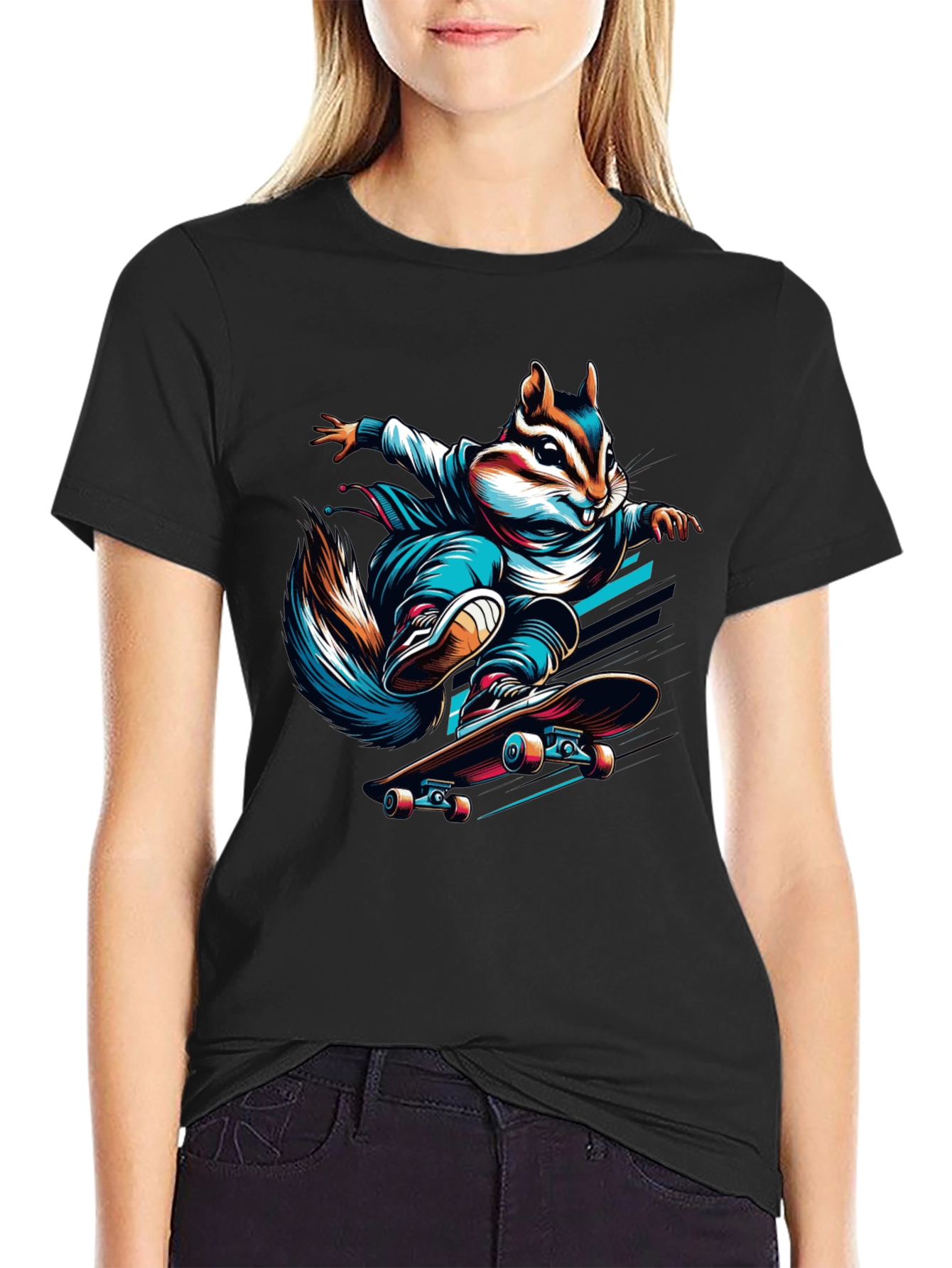 Skateboarding Squirrel Graphic Tee