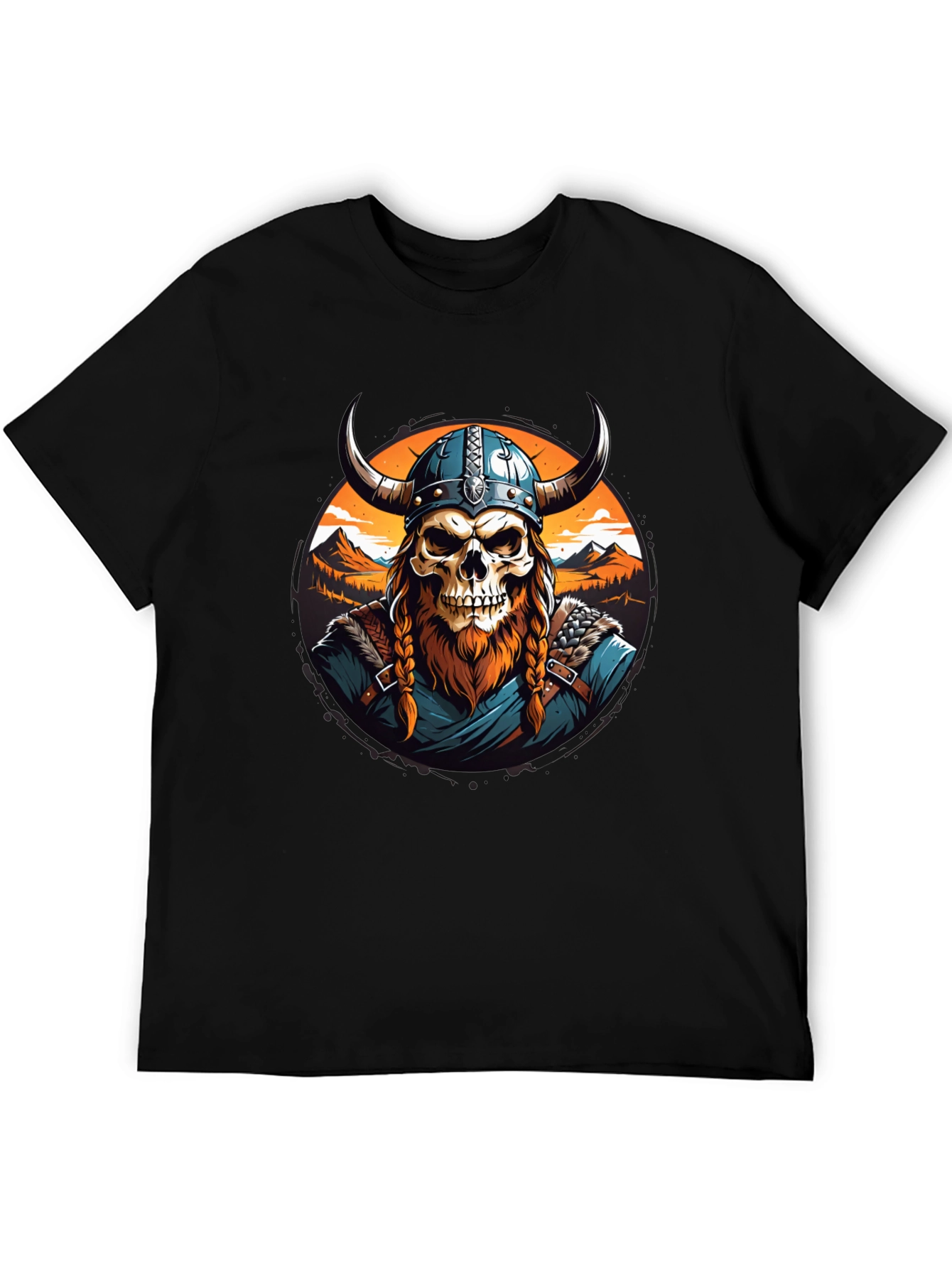 Viking Skull Graphic Tee - Black
