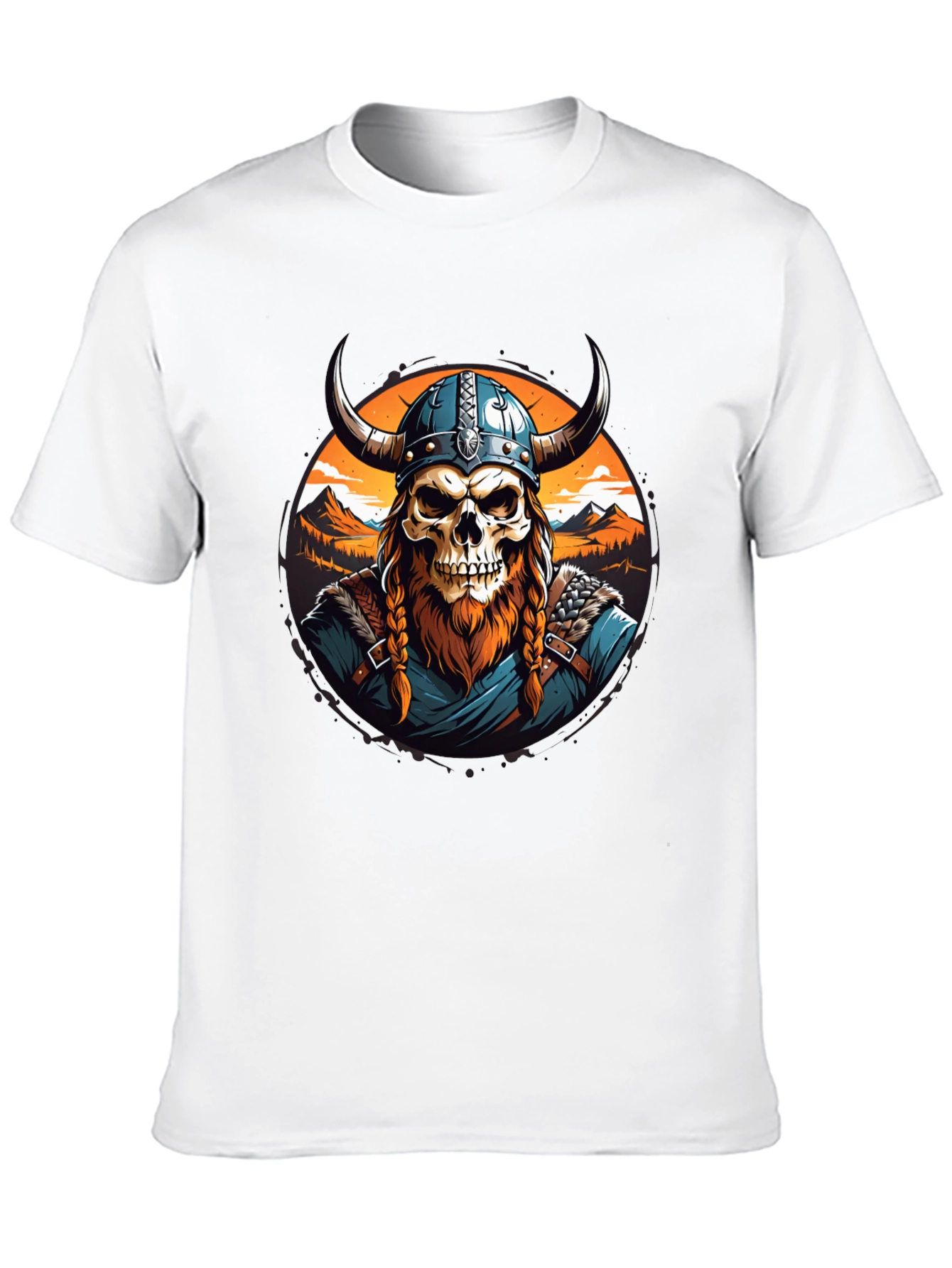 Viking Skull Graphic Tee - Black