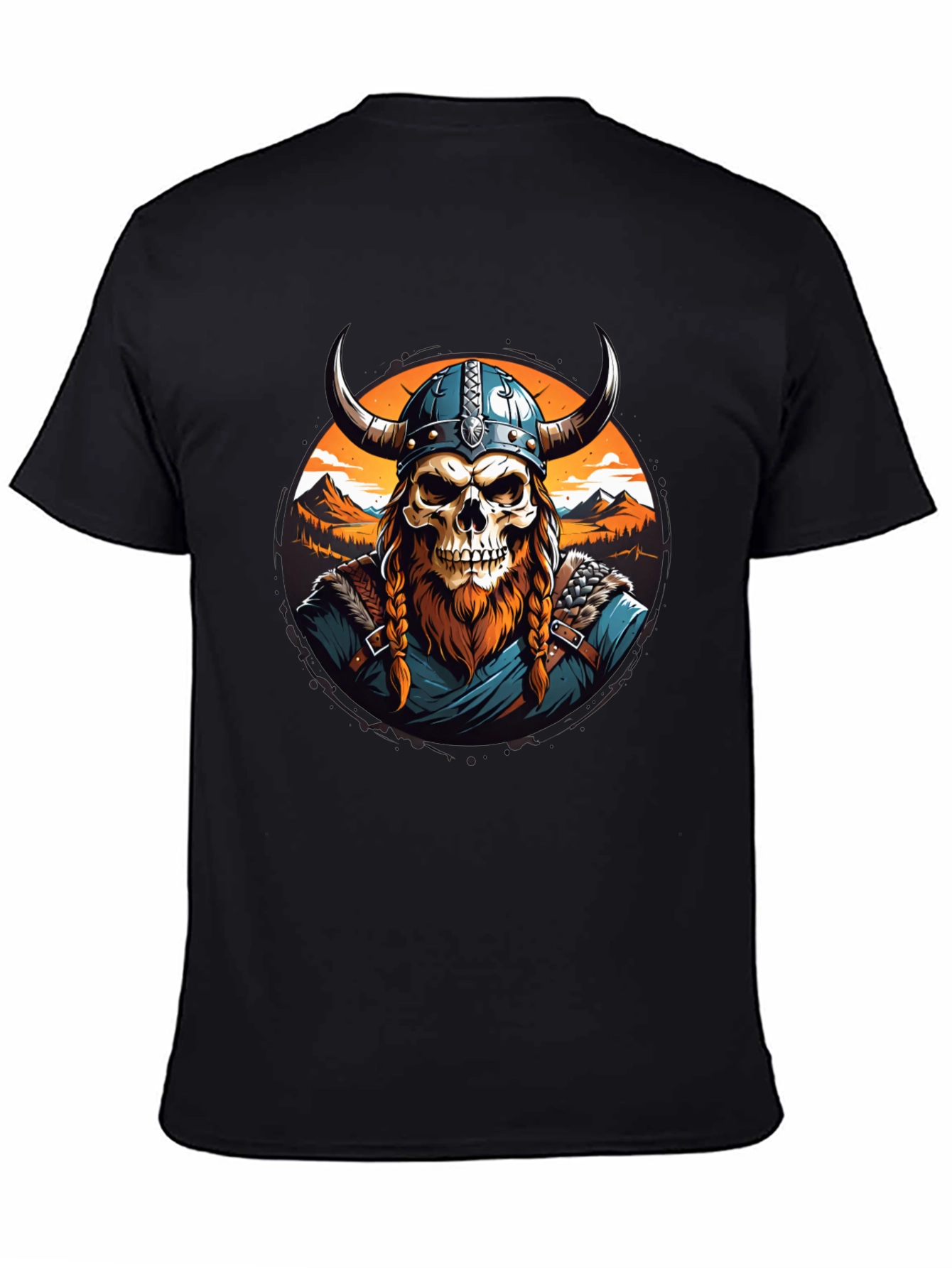 Viking Skull Graphic Tee - Black