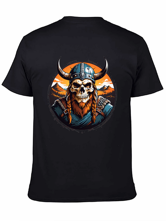 Viking Skull Graphic Tee - Black