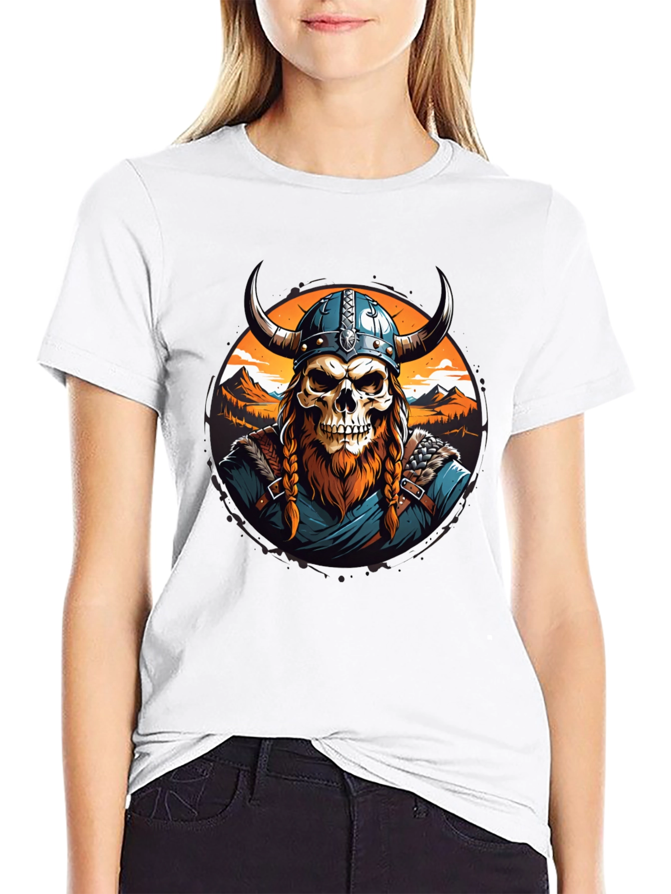 Viking Skull Graphic Tee - Black