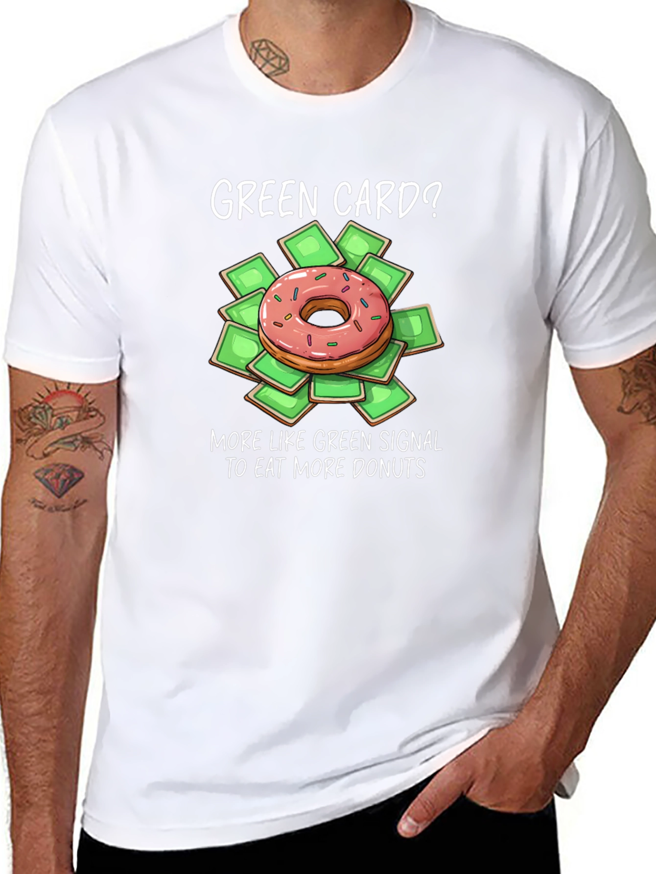 Green Card Donut T-Shirt - Funny Foodie Graphic Tee