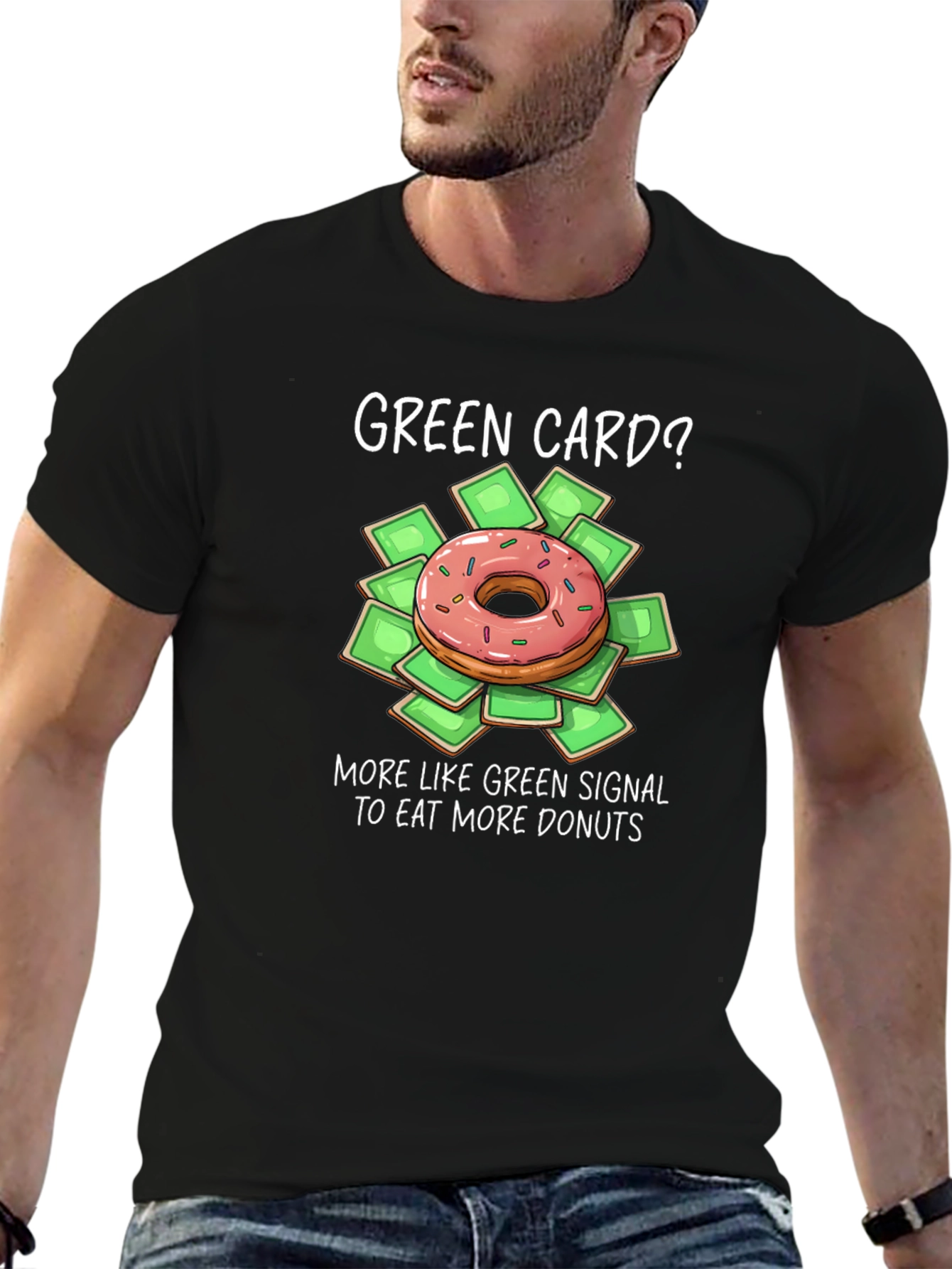 Green Card Donut T-Shirt - Funny Foodie Graphic Tee