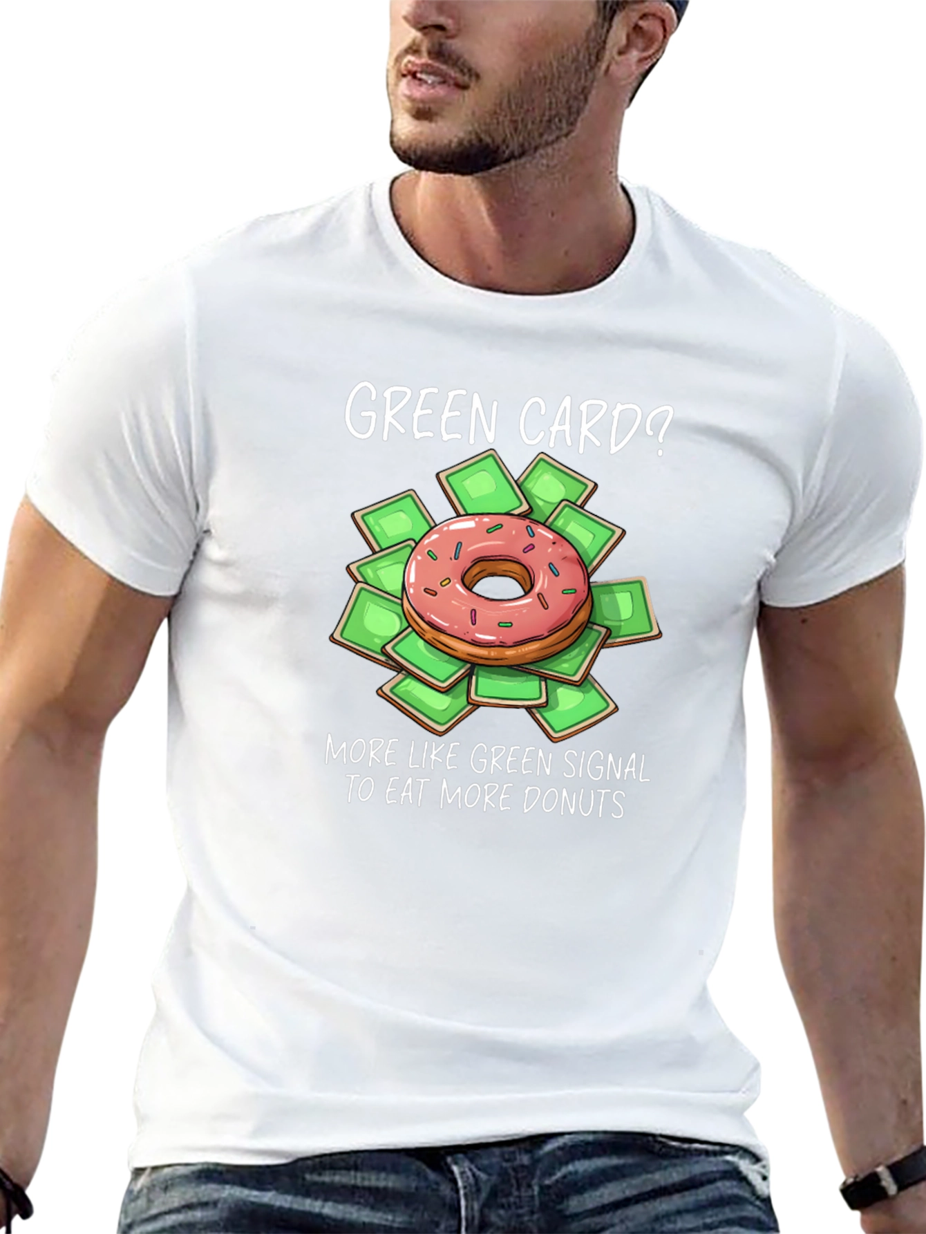 Green Card Donut T-Shirt - Funny Foodie Graphic Tee