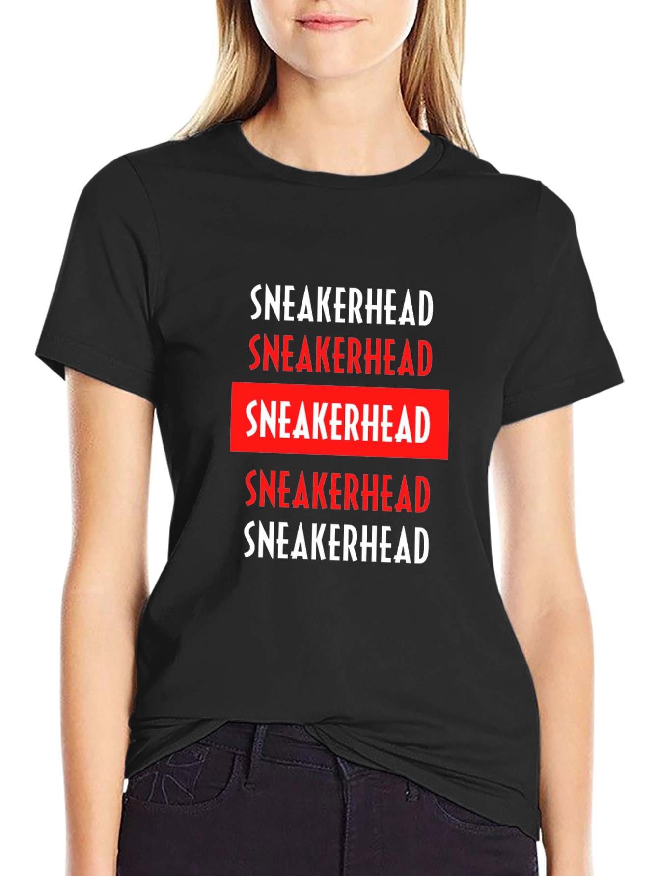 Sneakerhead Graphic Tee - Black Cotton Crew Neck