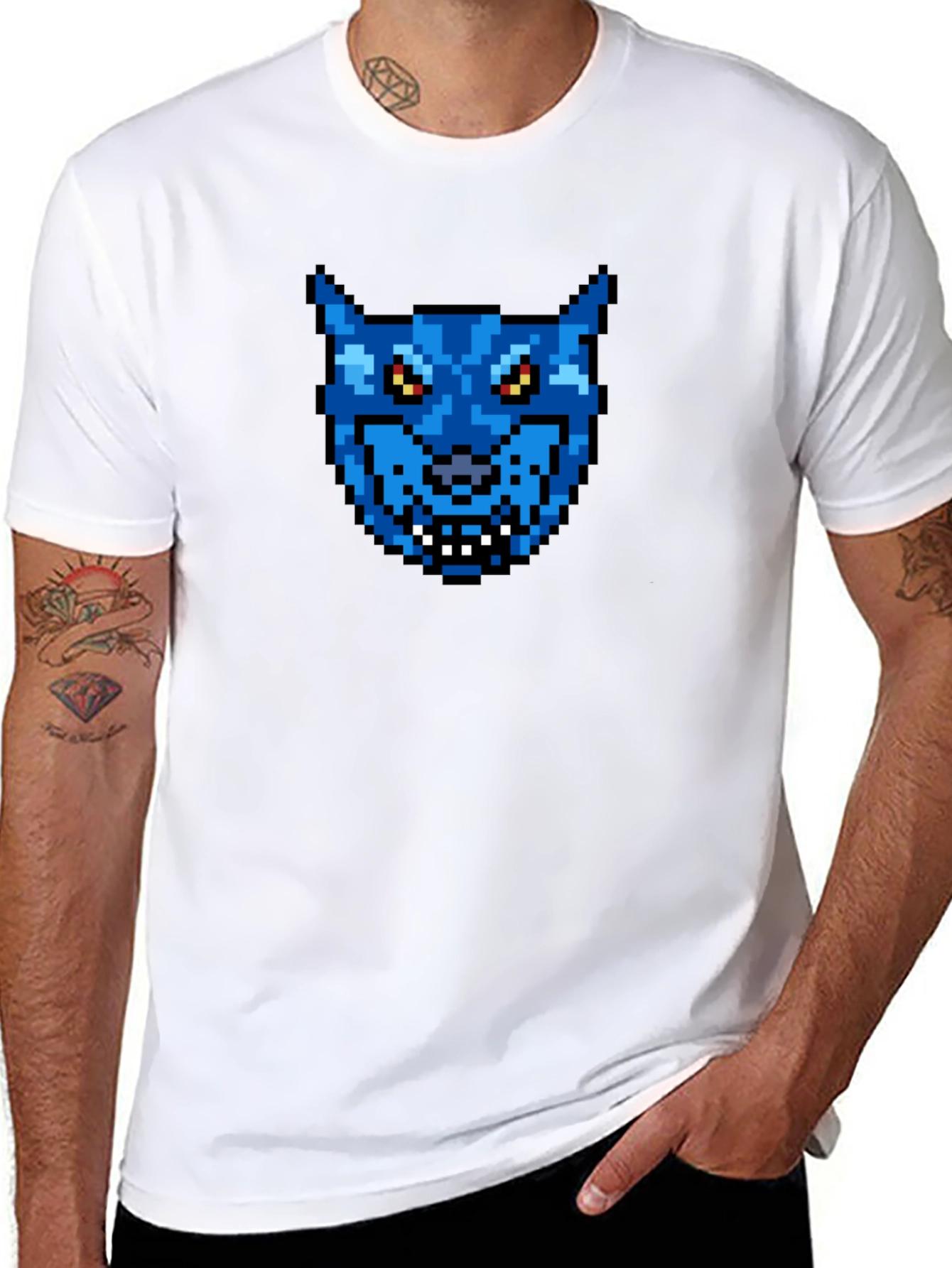 Pixel Art Wolf T-Shirt - Retro Gaming Style!