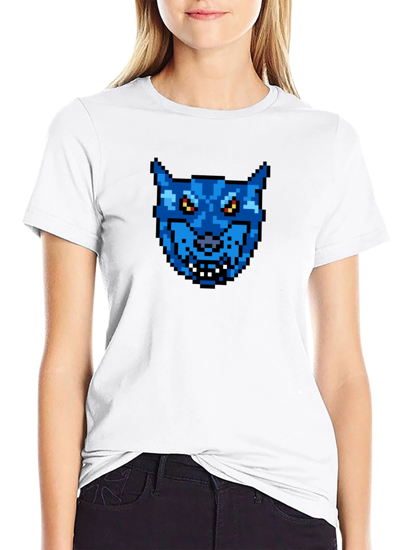 Pixel Art Wolf T-Shirt - Retro Gaming Style!