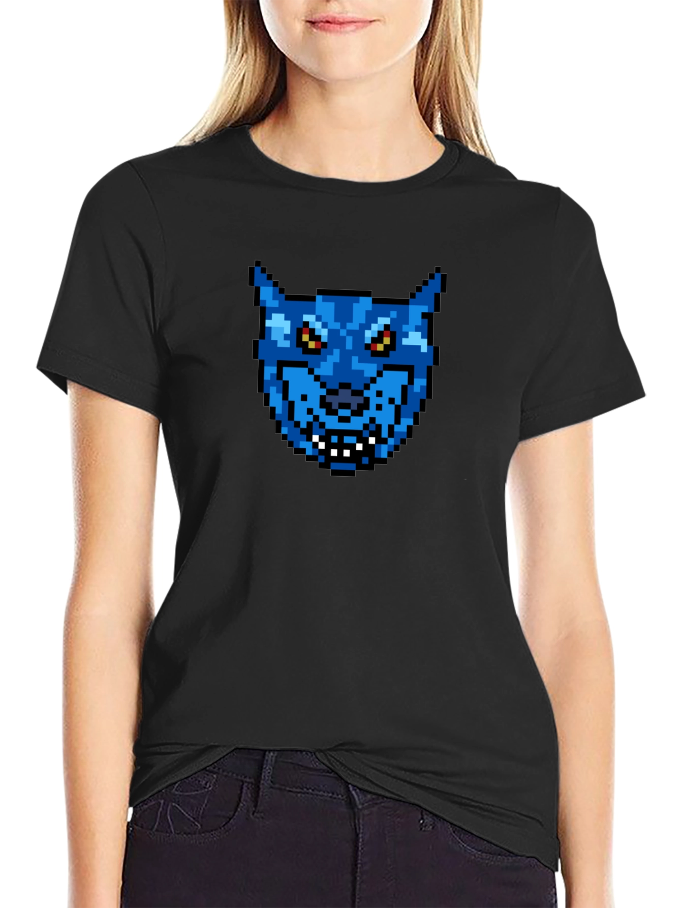 Pixel Art Wolf T-Shirt - Retro Gaming Style!