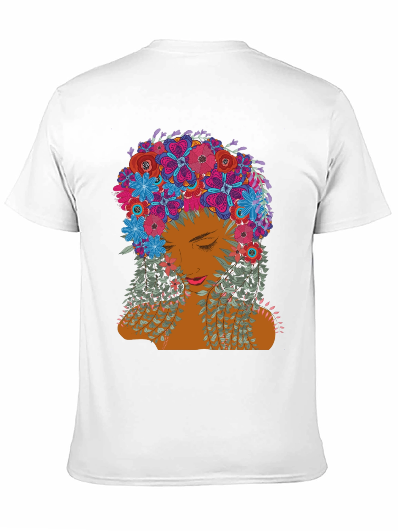 Floral Woman Graphic Tee - Stylish Black T-Shirt