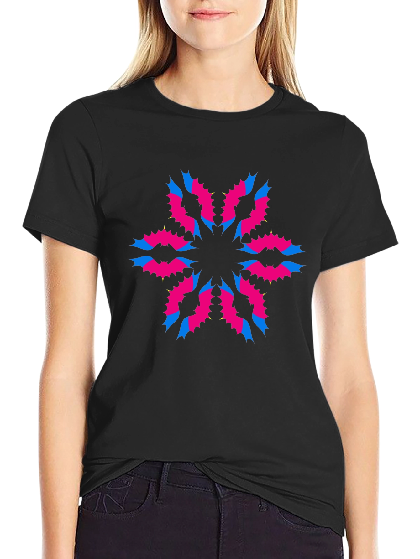 Modern Graphic Print Black T-Shirt