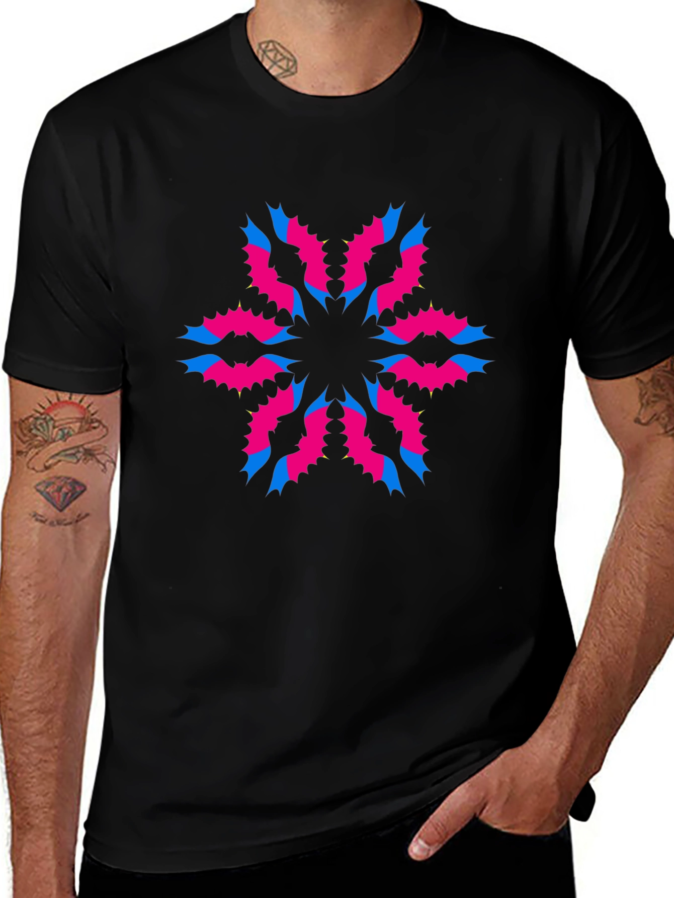 Modern Graphic Print Black T-Shirt