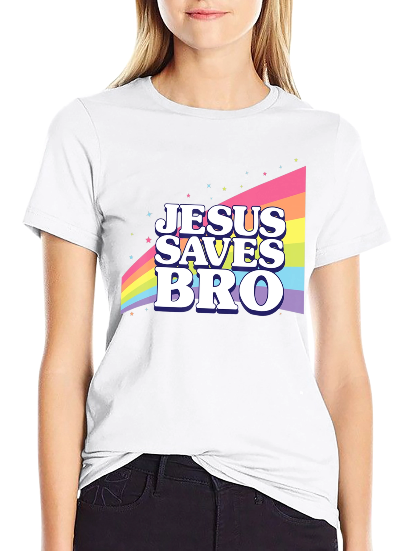 Jesus Saves Bro Rainbow T-Shirt