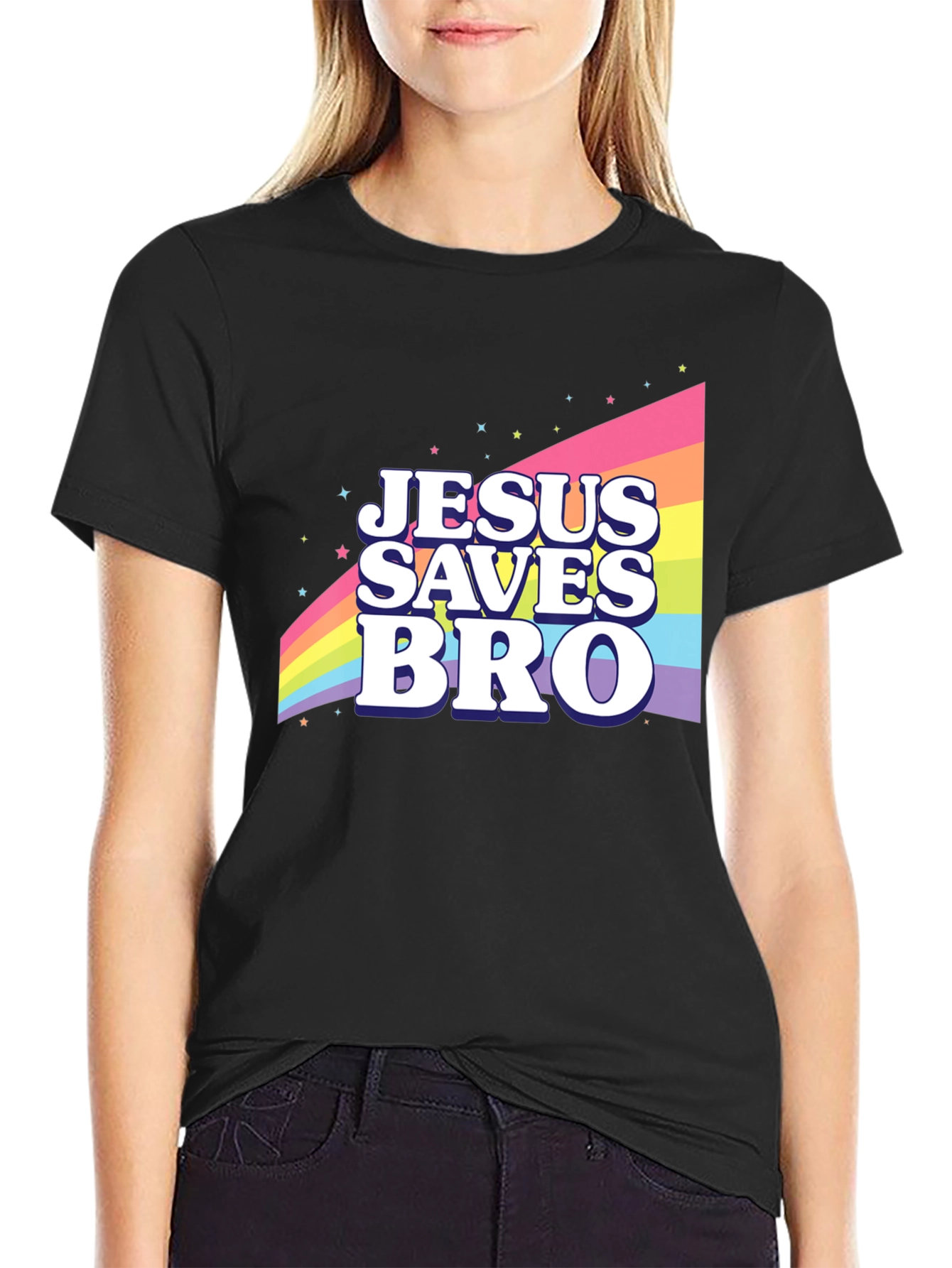 Jesus Saves Bro Rainbow T-Shirt