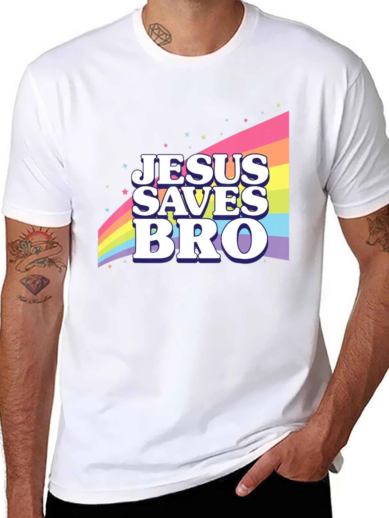 Jesus Saves Bro Rainbow T-Shirt