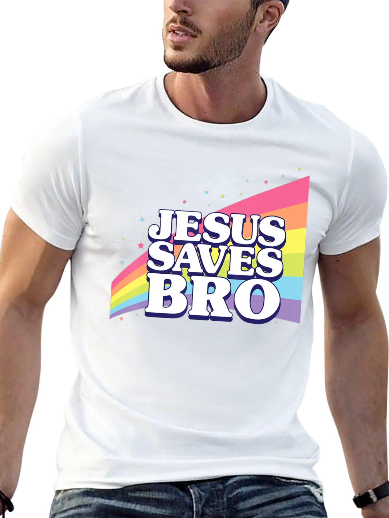 Jesus Saves Bro Rainbow T-Shirt