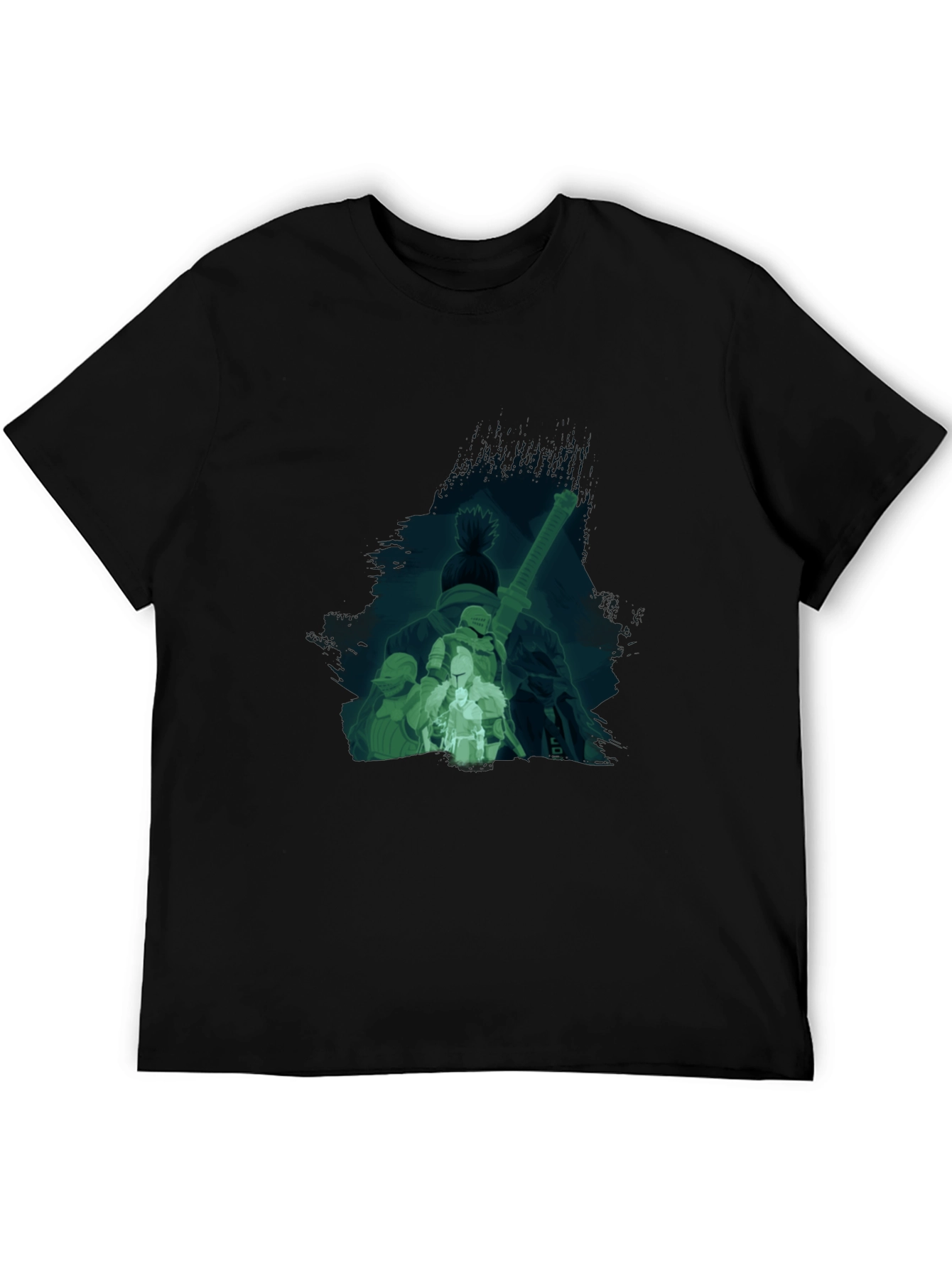 Mens Black Graphic T-Shirt - Samurai Design